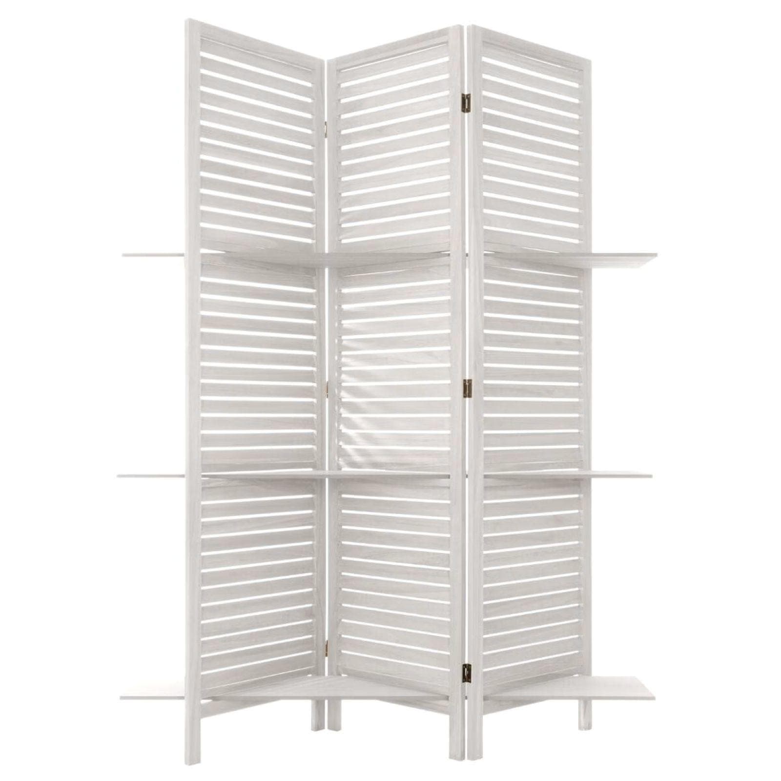 Paravento espositore 120x170h cm in legno bianco con ripiani - Taji
