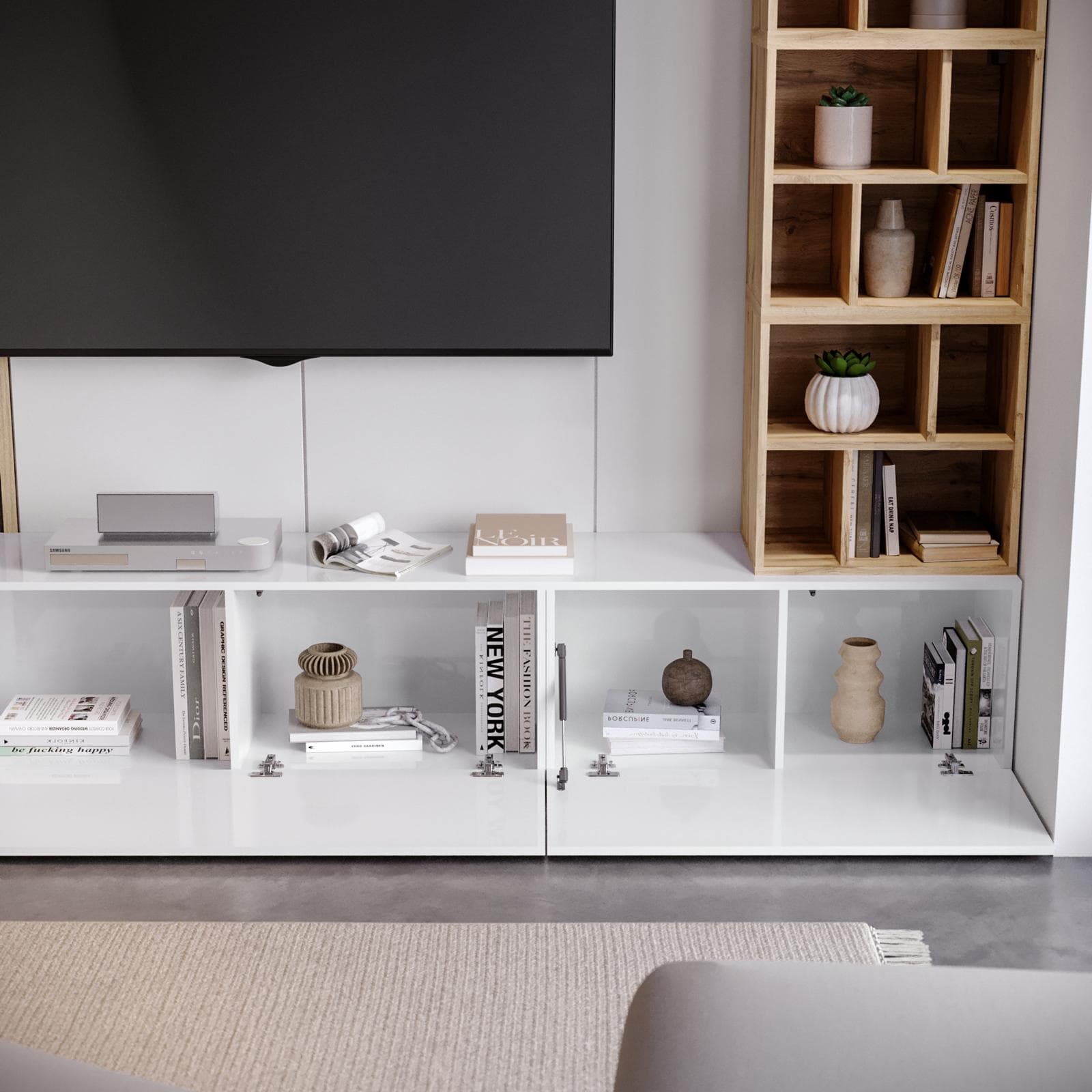 Parete attrezzata 210 cm bianco e rovere wotan - Kayros