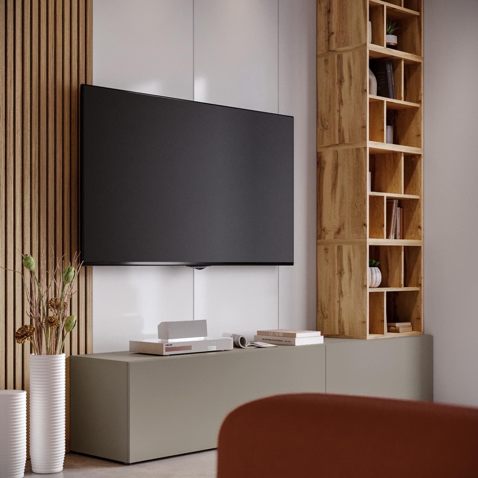 Parete attrezzata 210 cm tortora e rovere wotan - Kayros