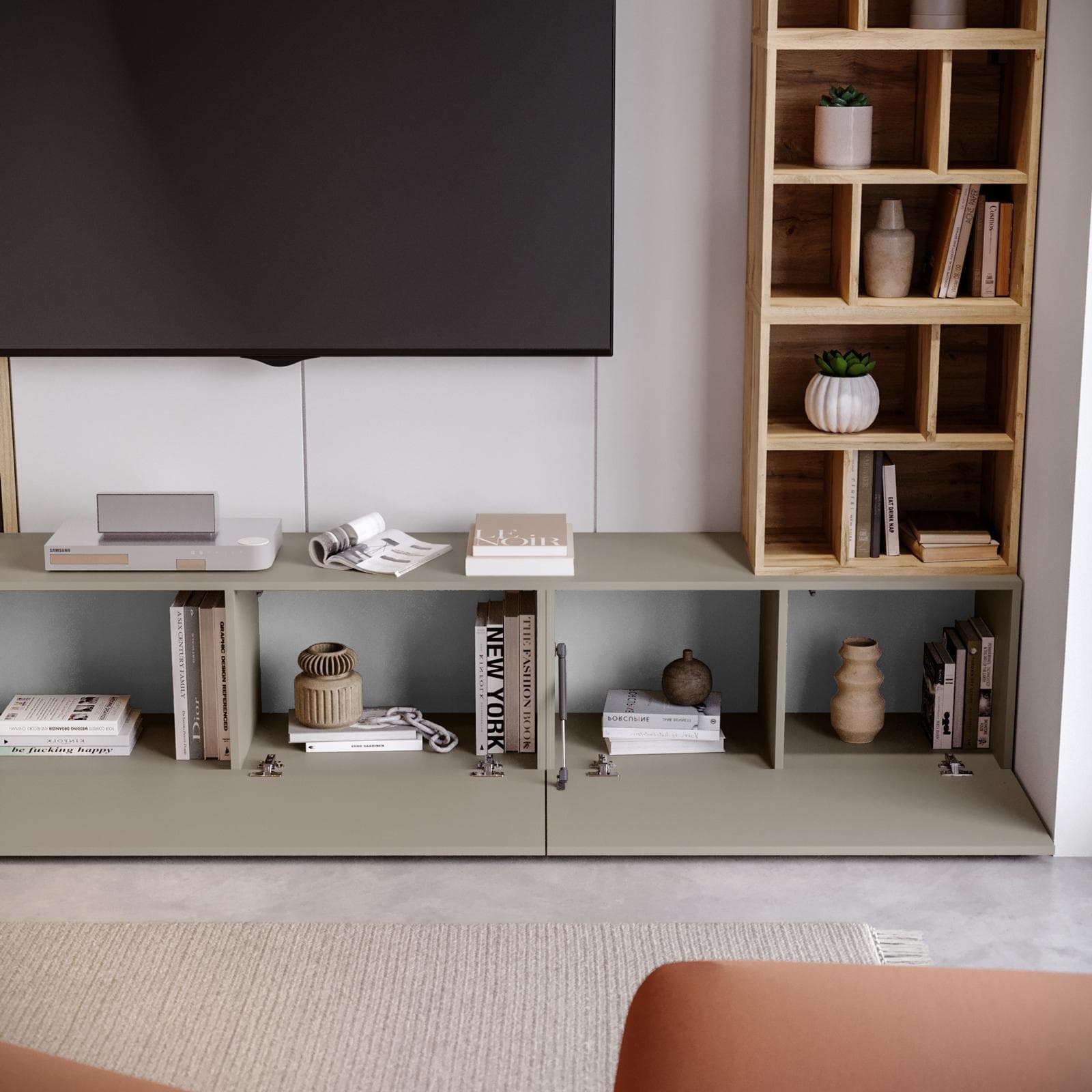 Parete attrezzata 210 cm tortora e rovere wotan - Kayros