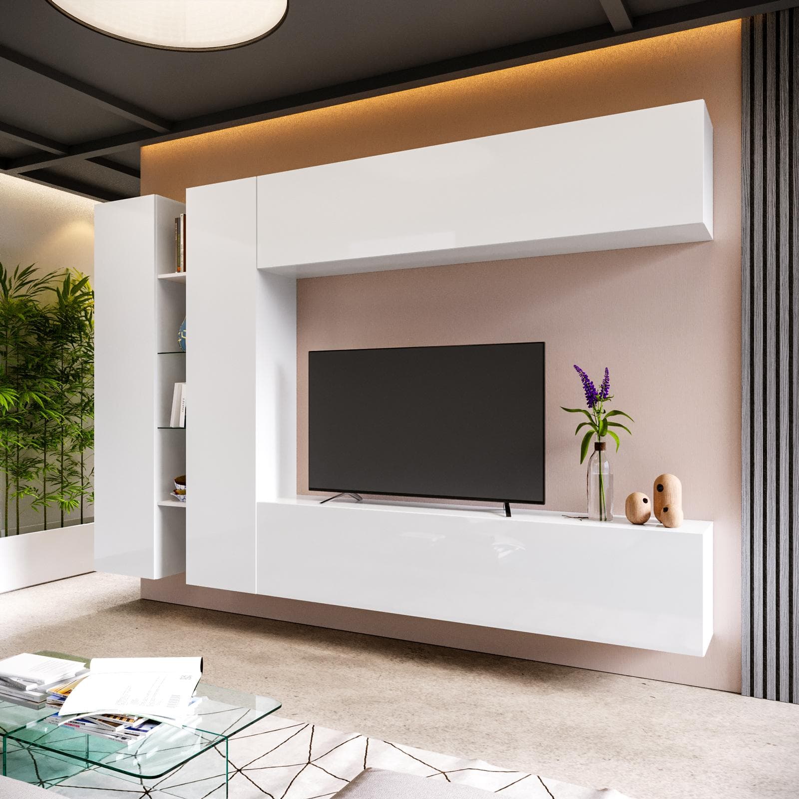 Parete attrezzata 280x30 cm bianco - Kayros