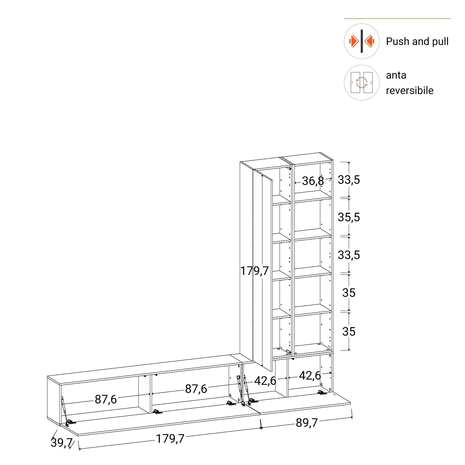 Parete attrezzata sospesa 270 cm antracite - Kayros