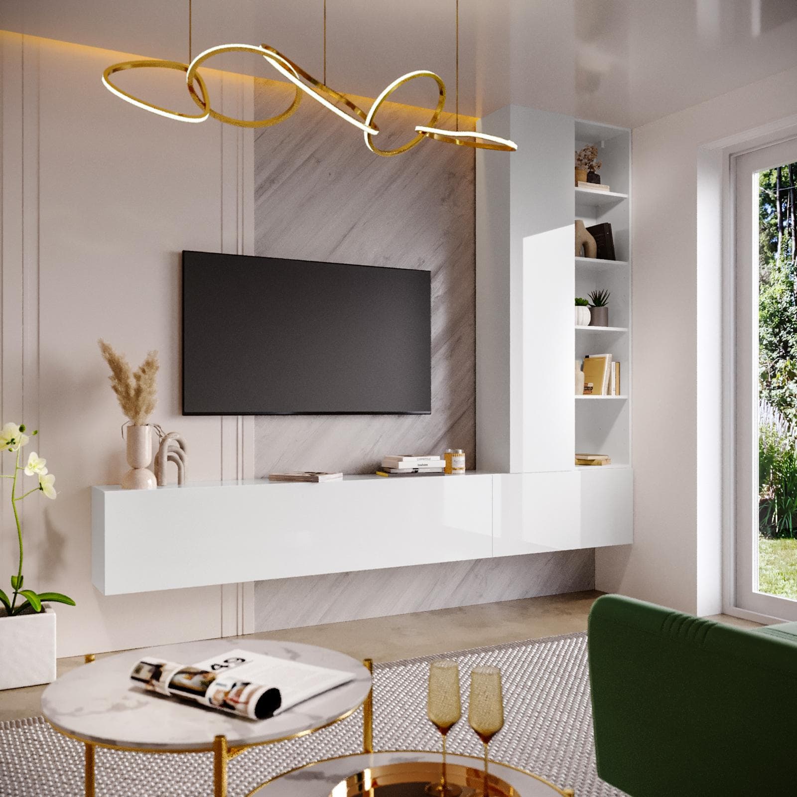 Parete attrezzata sospesa 270 cm bianco - Kayros