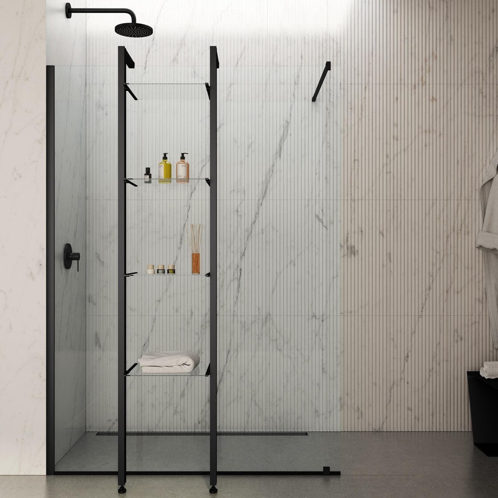 Set mensole per box doccia 42 cm nero - Aqua
