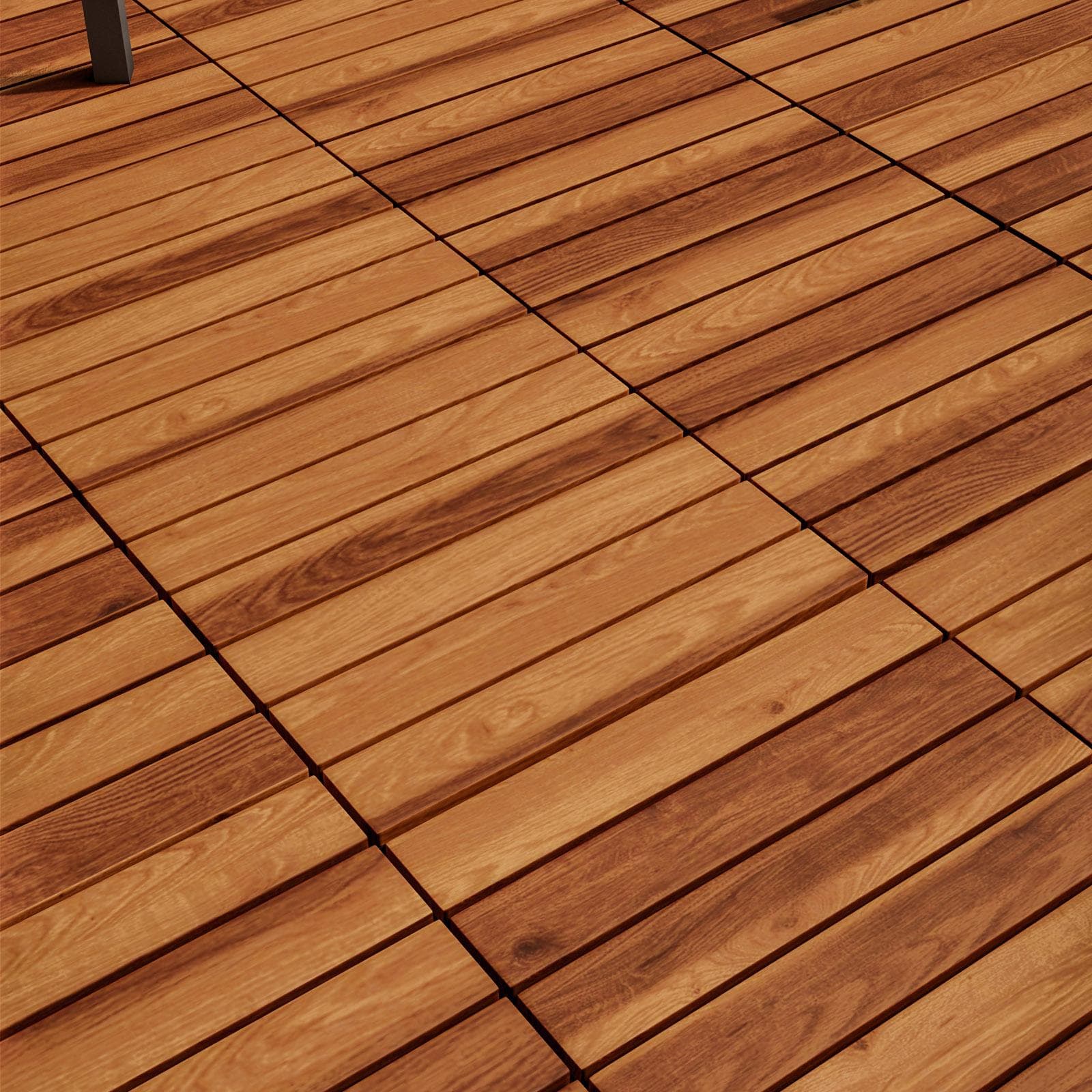Set 11 pezzi pavimento ad incastro autobloccante 1 mq in legno di acacia disegno dritto - Risalto