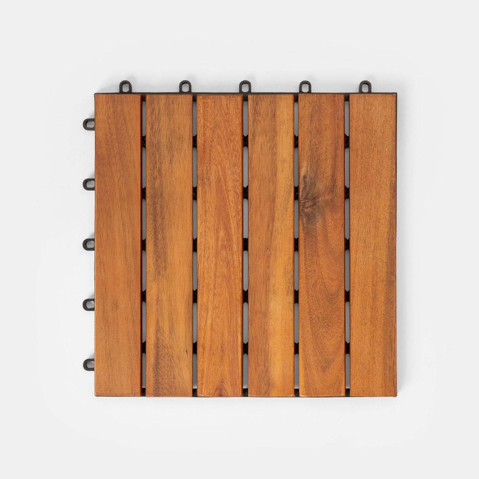 Set 11 pezzi pavimento ad incastro autobloccante 1 mq in legno di acacia disegno dritto - Risalto