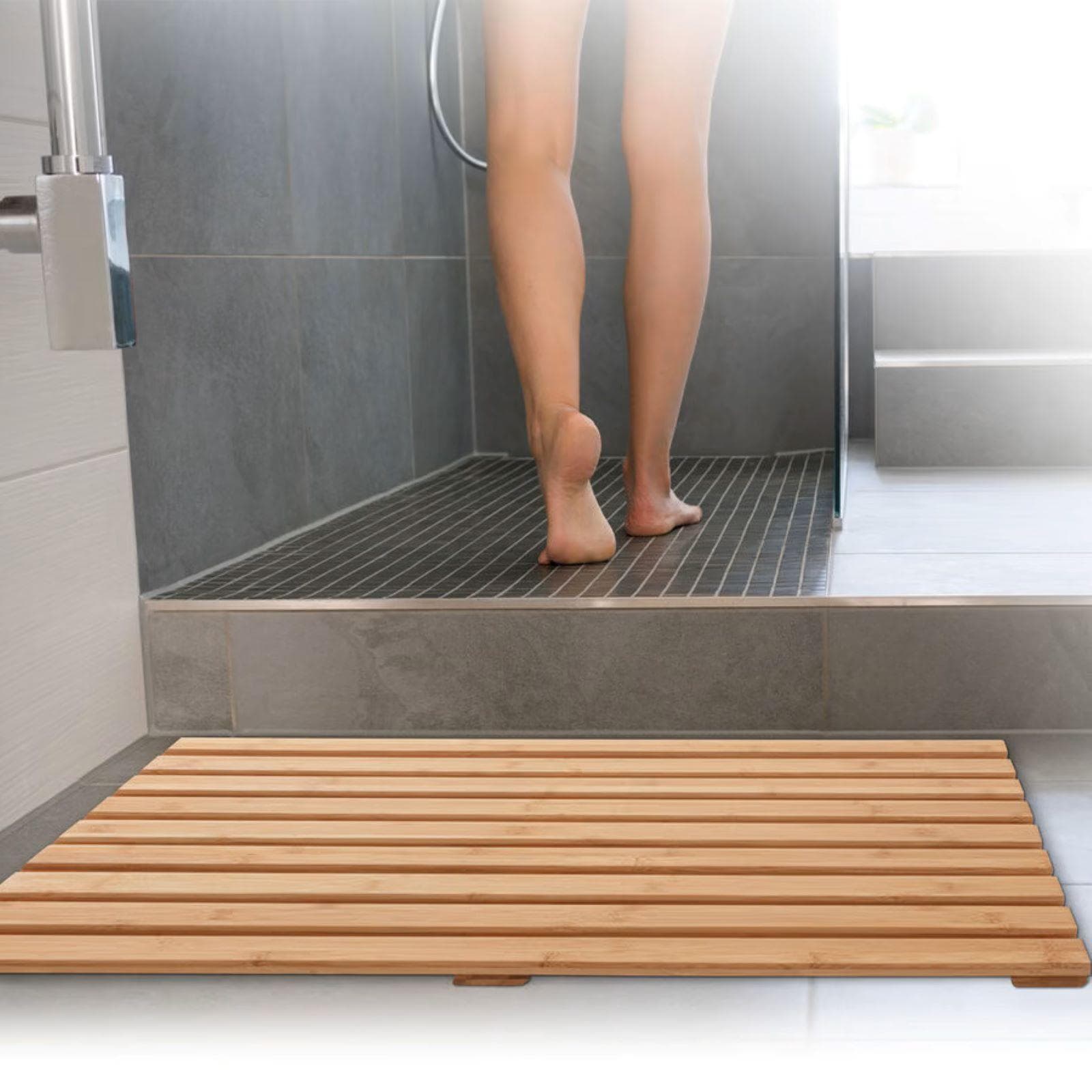 Pedana da doccia 50x68cm in legno di bambù