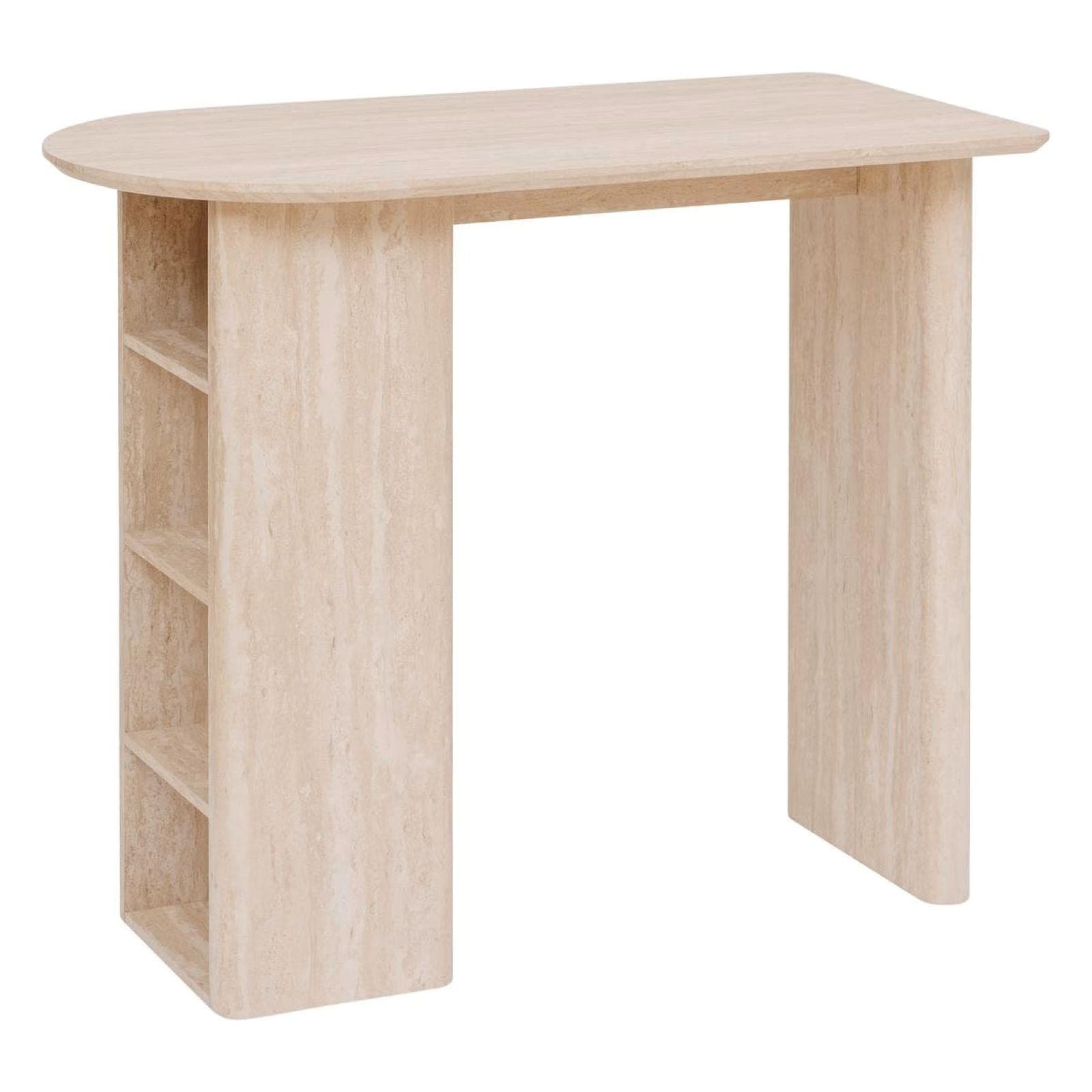 Penisola cucina 120x60 cm in legno effetto travertino beige con vani - Thayla