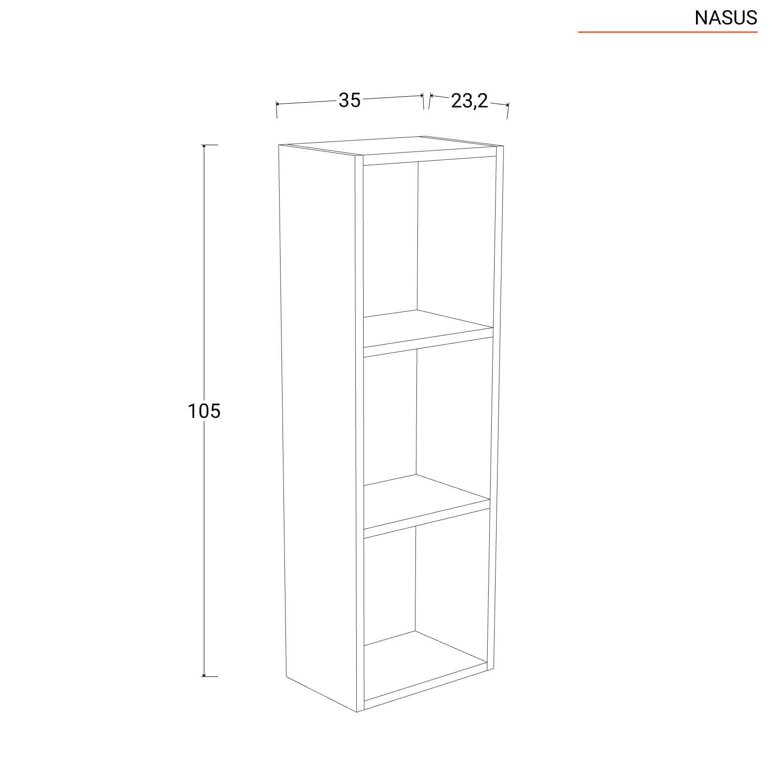 Pensile 35x105h cm con vani a giorno in legno rovere bianco - Nasus