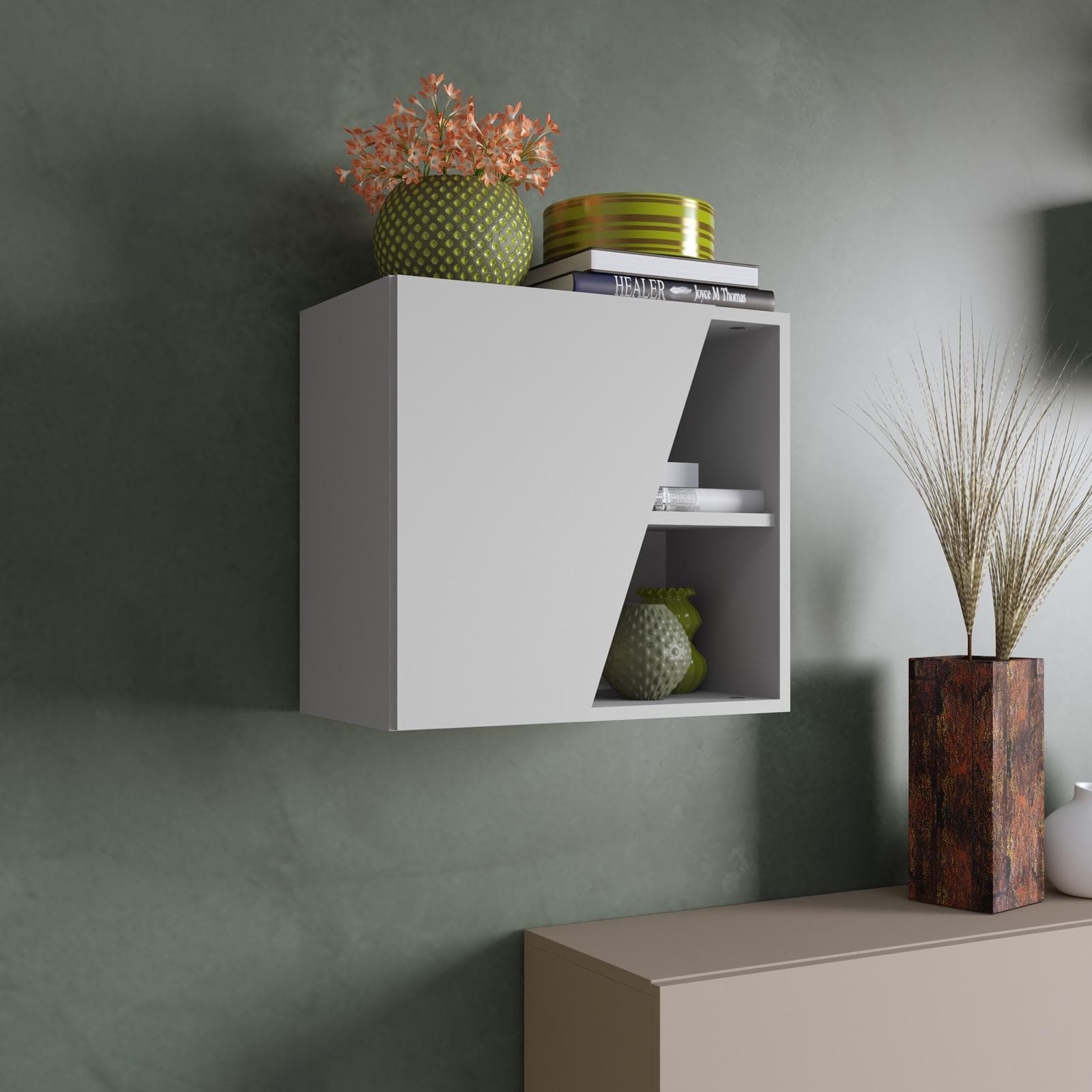 Pensile 55x50h cm gesso con anta sagomata reversibile - Clary