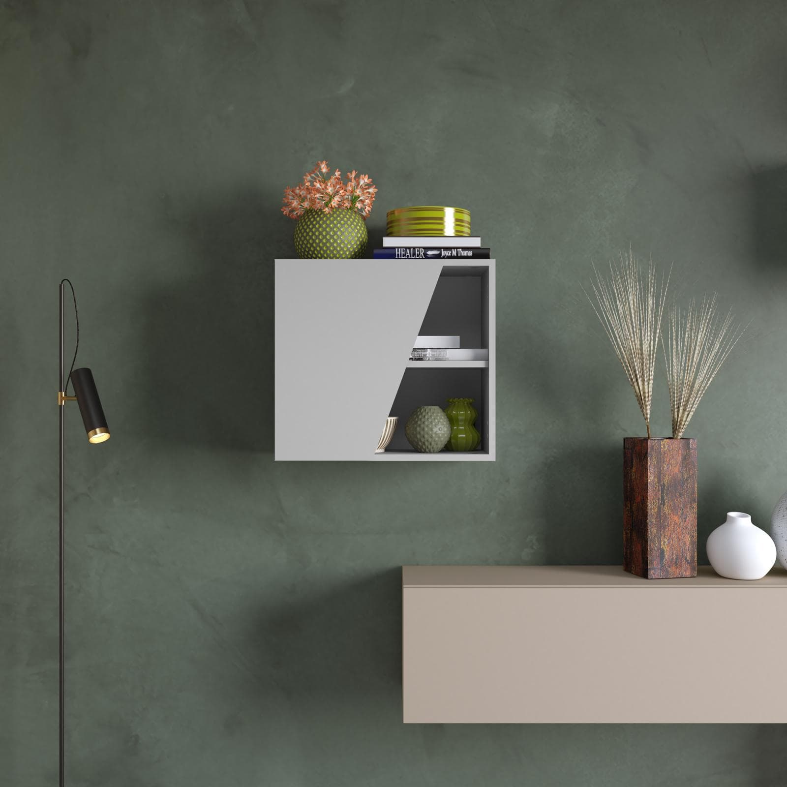 Pensile 55x50h cm gesso con anta sagomata reversibile - Clary