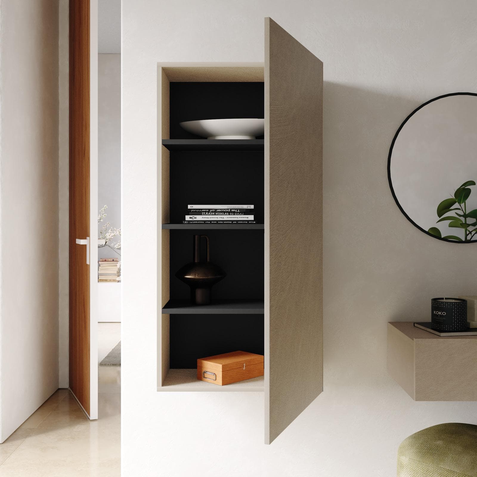 Pensile 60x120h cm argilla con anta reversibile push pull - Judith