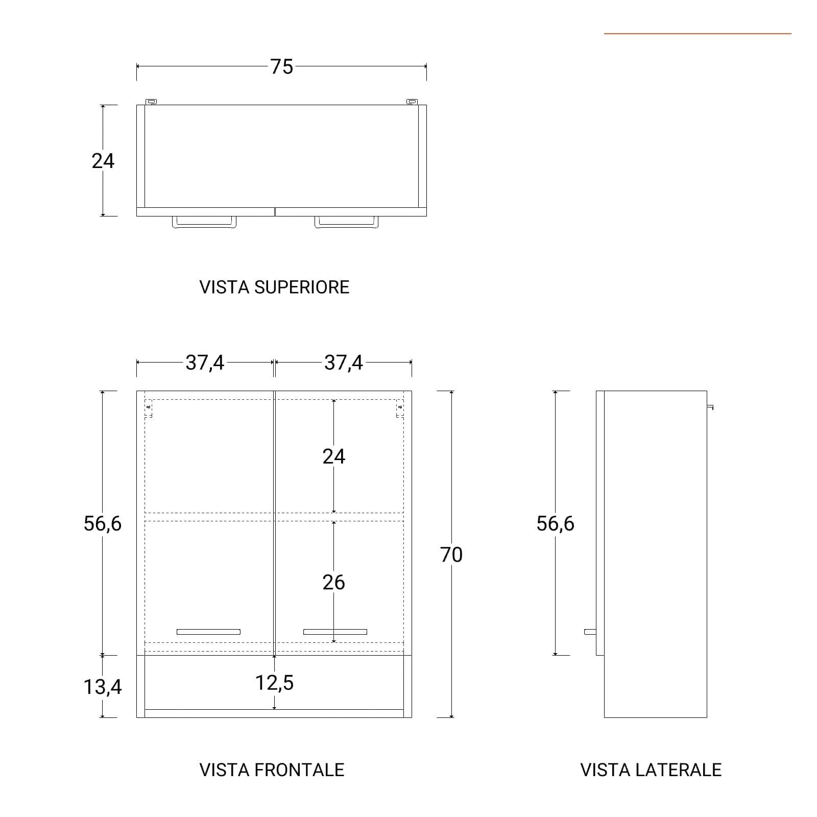 Pensile Colavene 75x24x70h cm corda