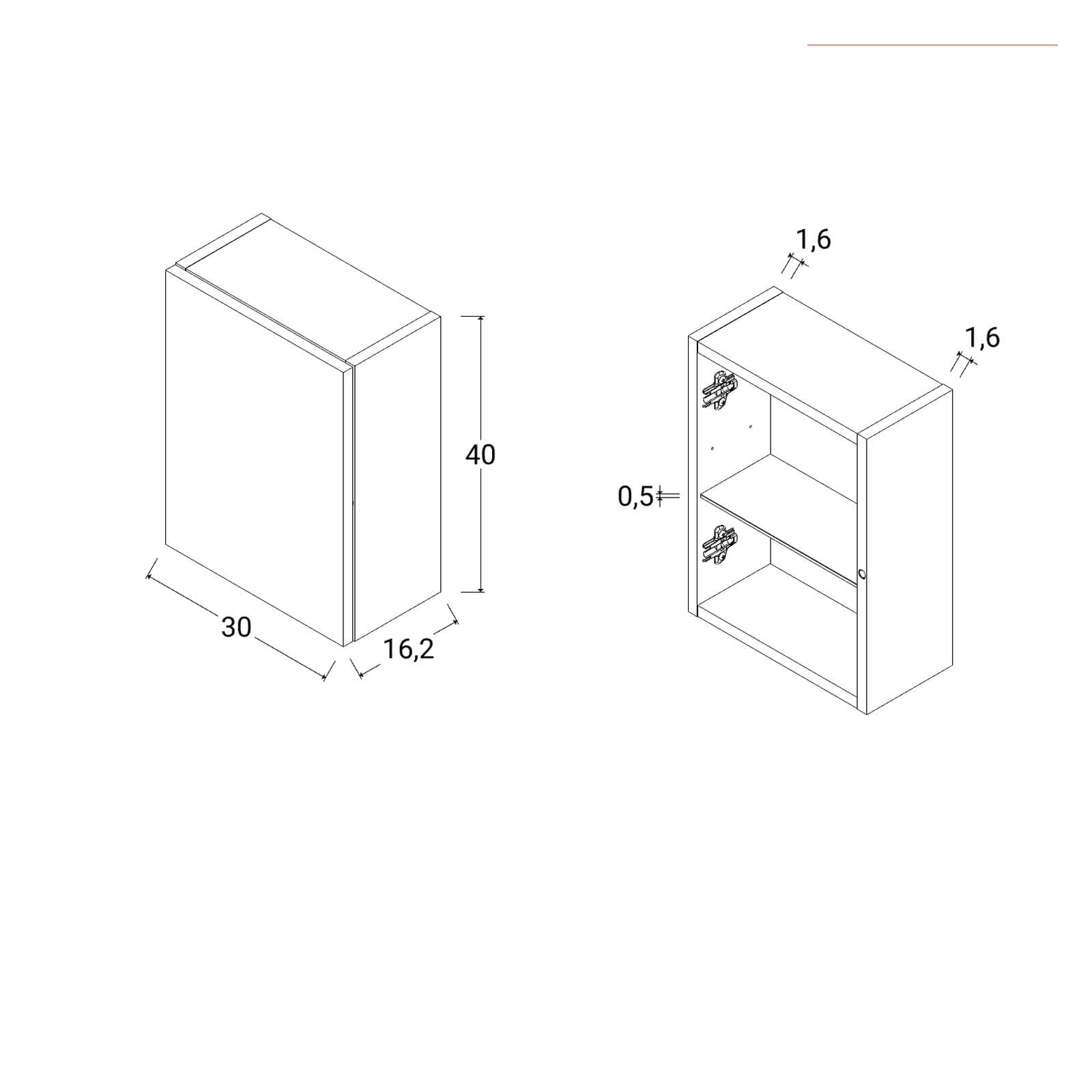 Pensile da bagno sospeso 30x40 h cm rovere atlas - Union