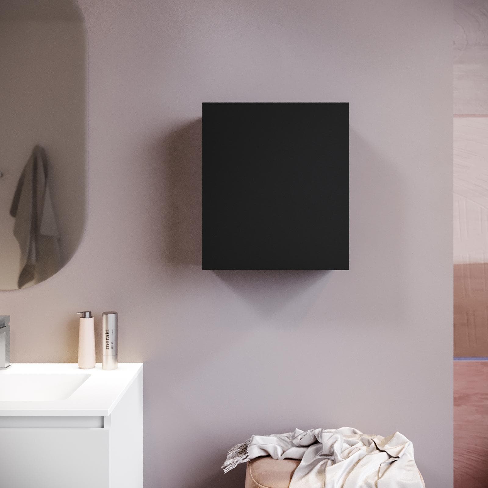 Pensile da bagno sospeso 30x40 h cm in nero carbone opaco - Union