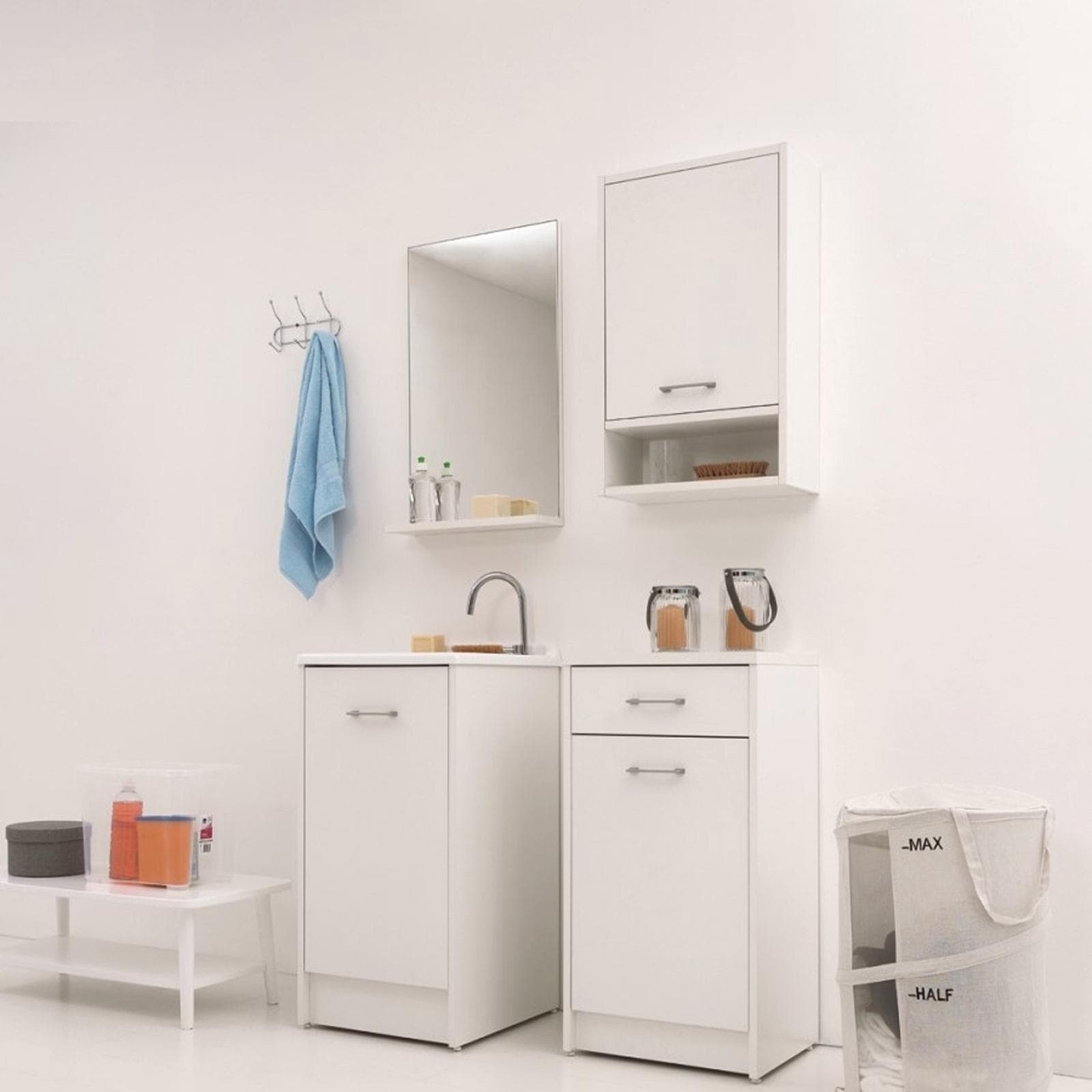 Pensile multiuso Colavene Domestica cm 45x22x70h apertura anta dx tela bianco