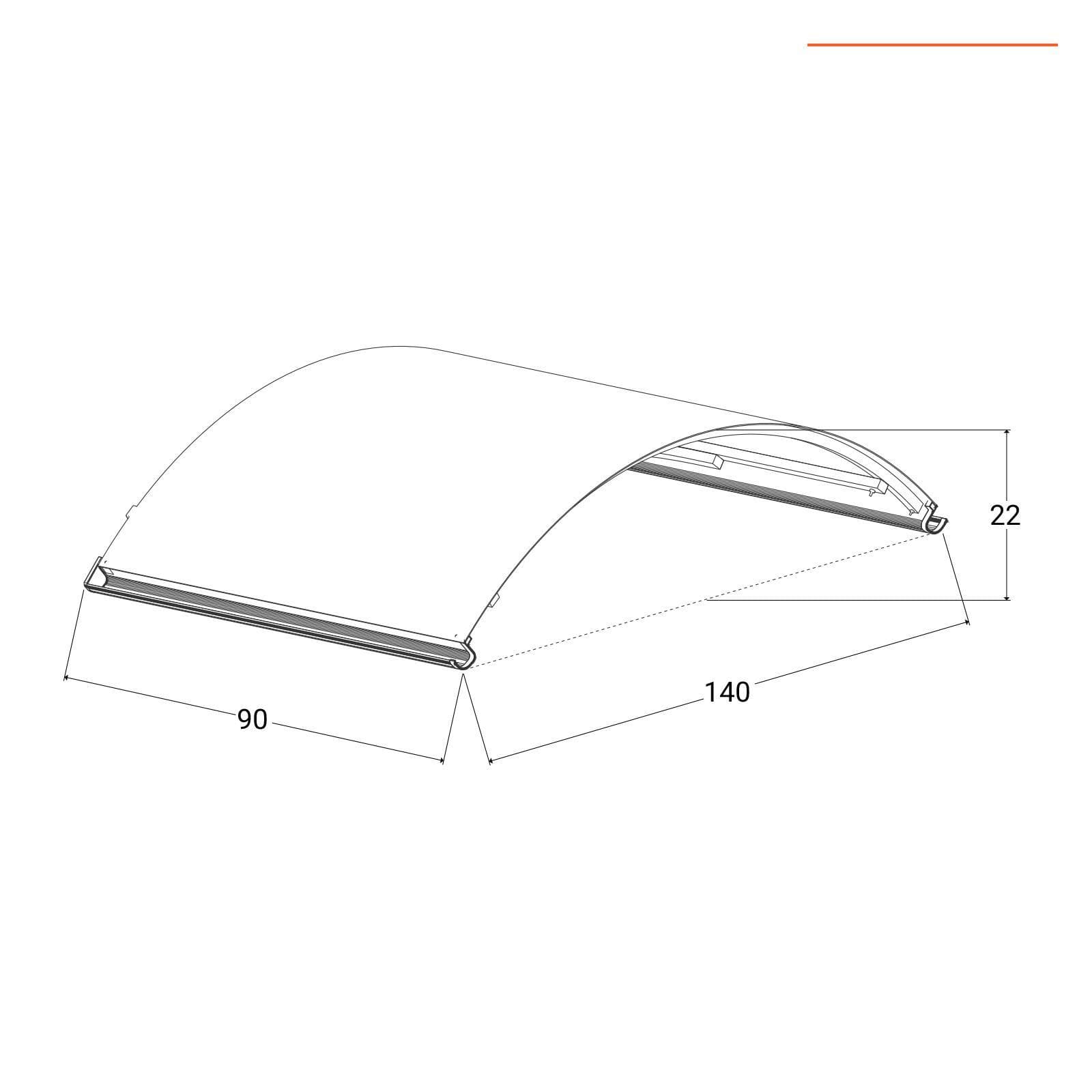Pensilina ad arco 140x90 cm grigia satinata con gocciolatoio - Arkie