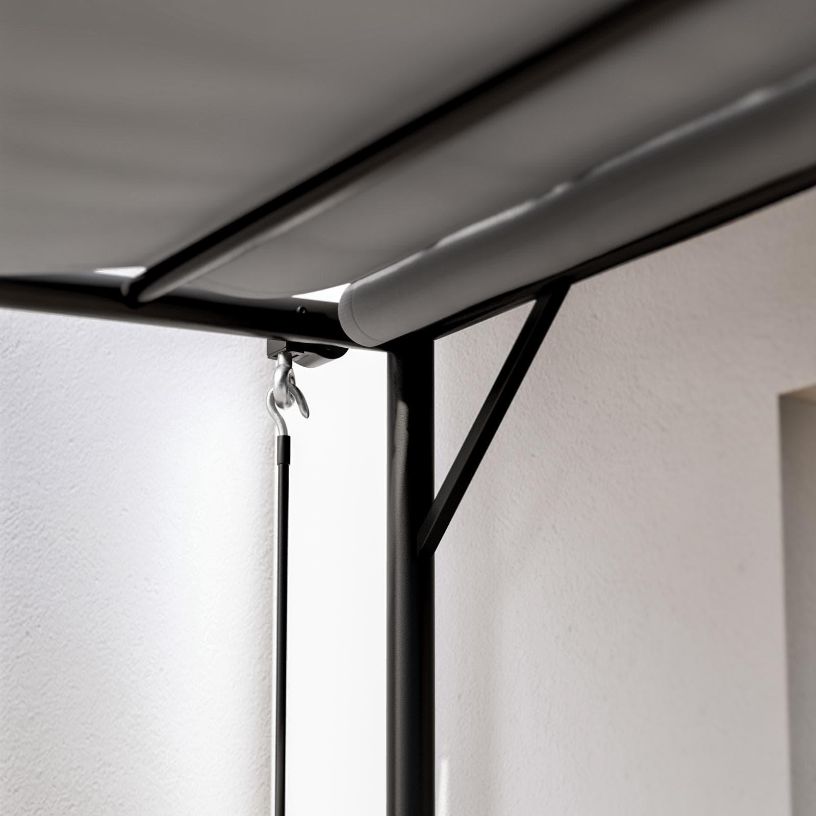 Pergola 4x3 m in acciaio nero con telo scorrevole grigio - Hedera