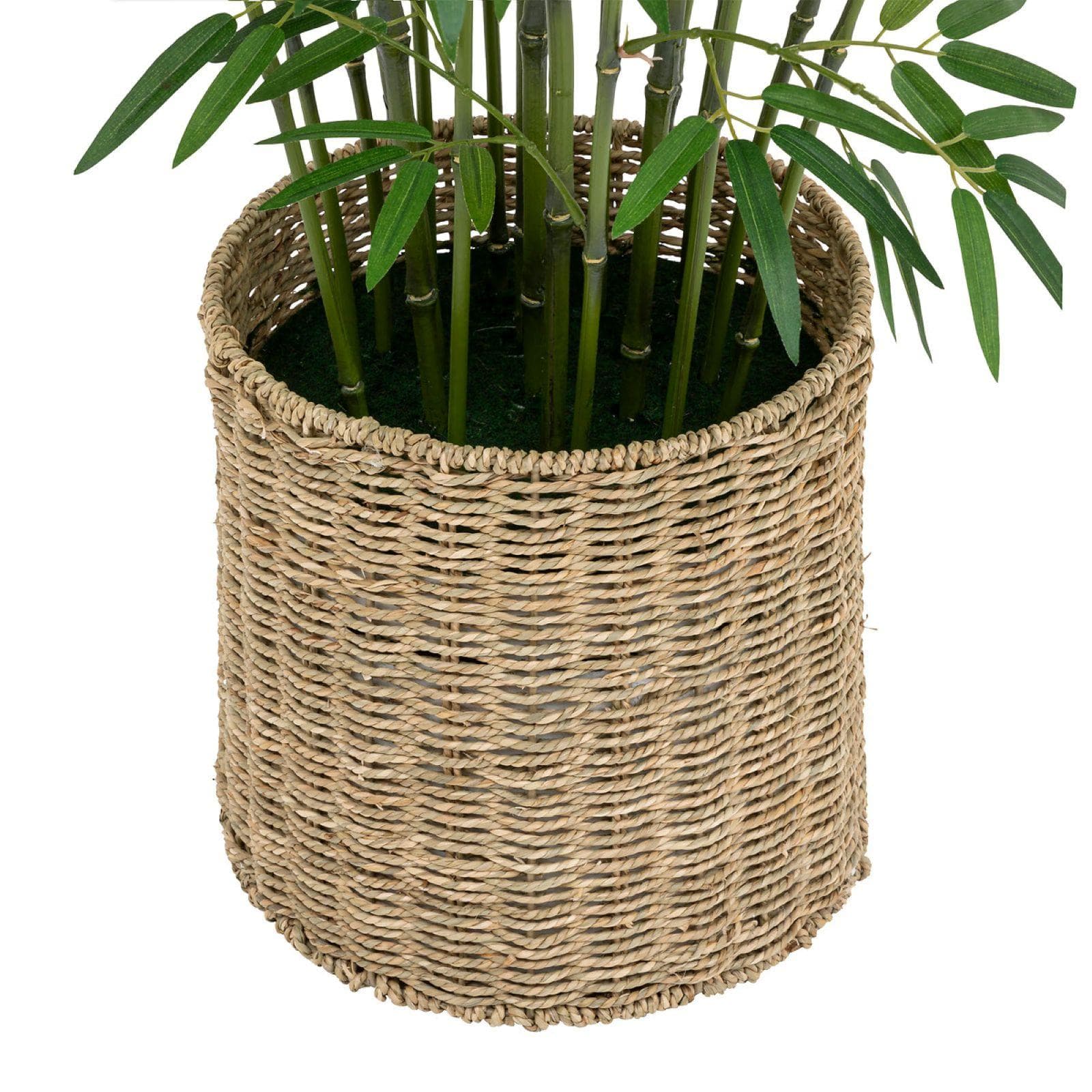 Pianta artificiale di bambù 150h cm in vaso naturale intrecciato