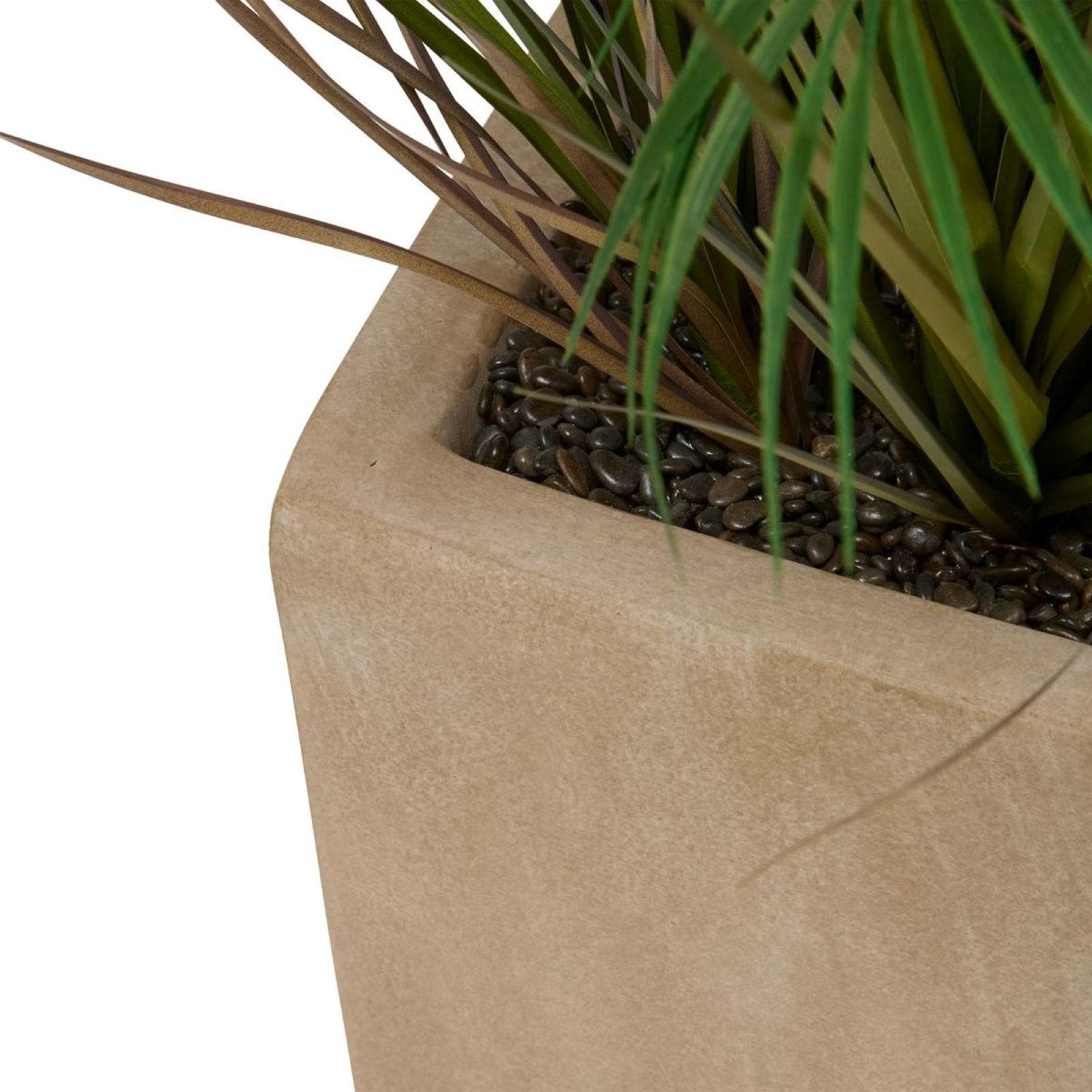 Pianta artificiale di palma 142h cm vaso in ossido di magnesio beige