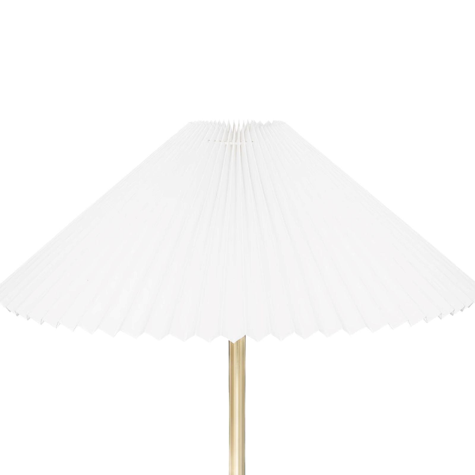 Piantana 150h cm in acciaio oro e paralume plissettato bianco