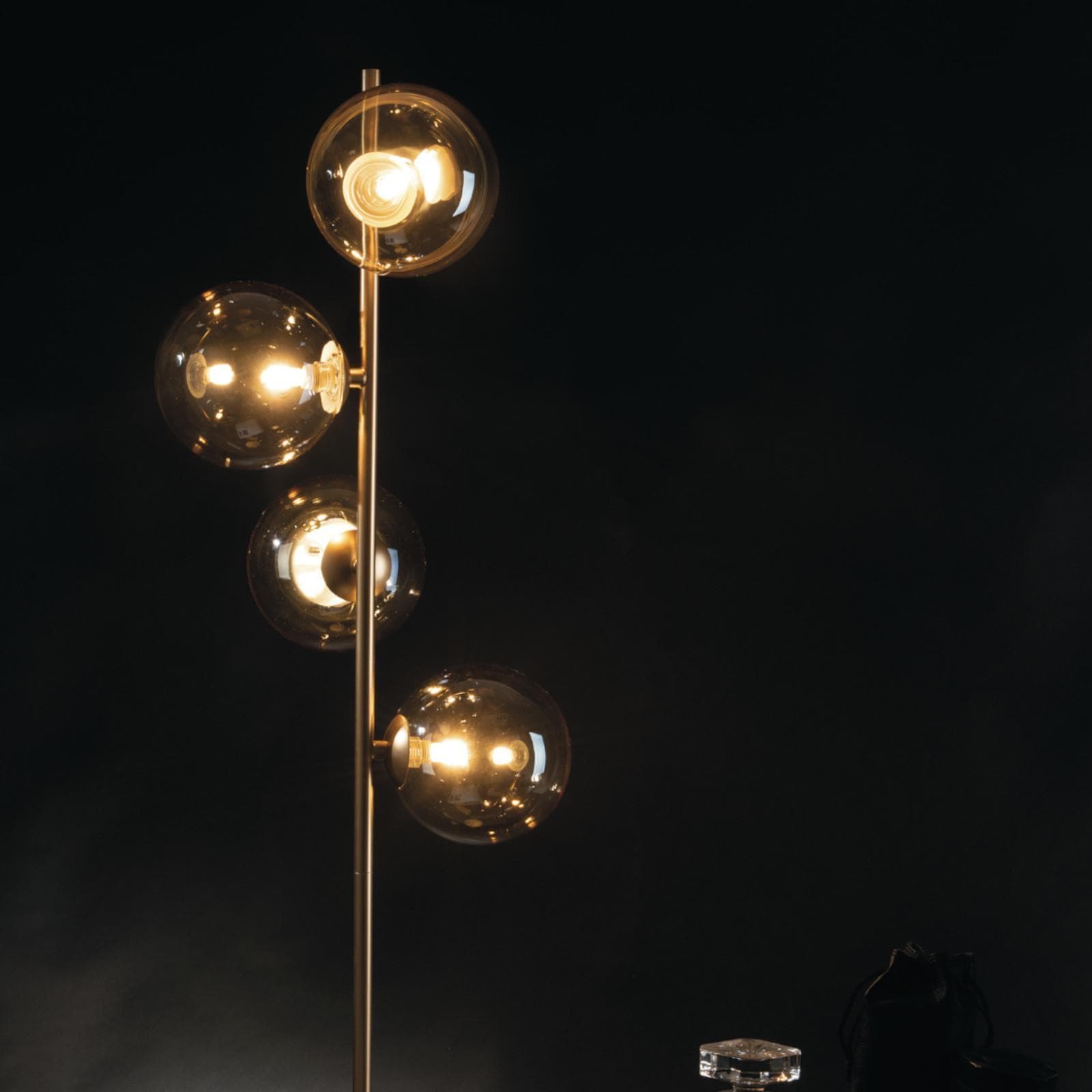 Piantana da interno 34,5x160h cm in vetro soffiato champagne