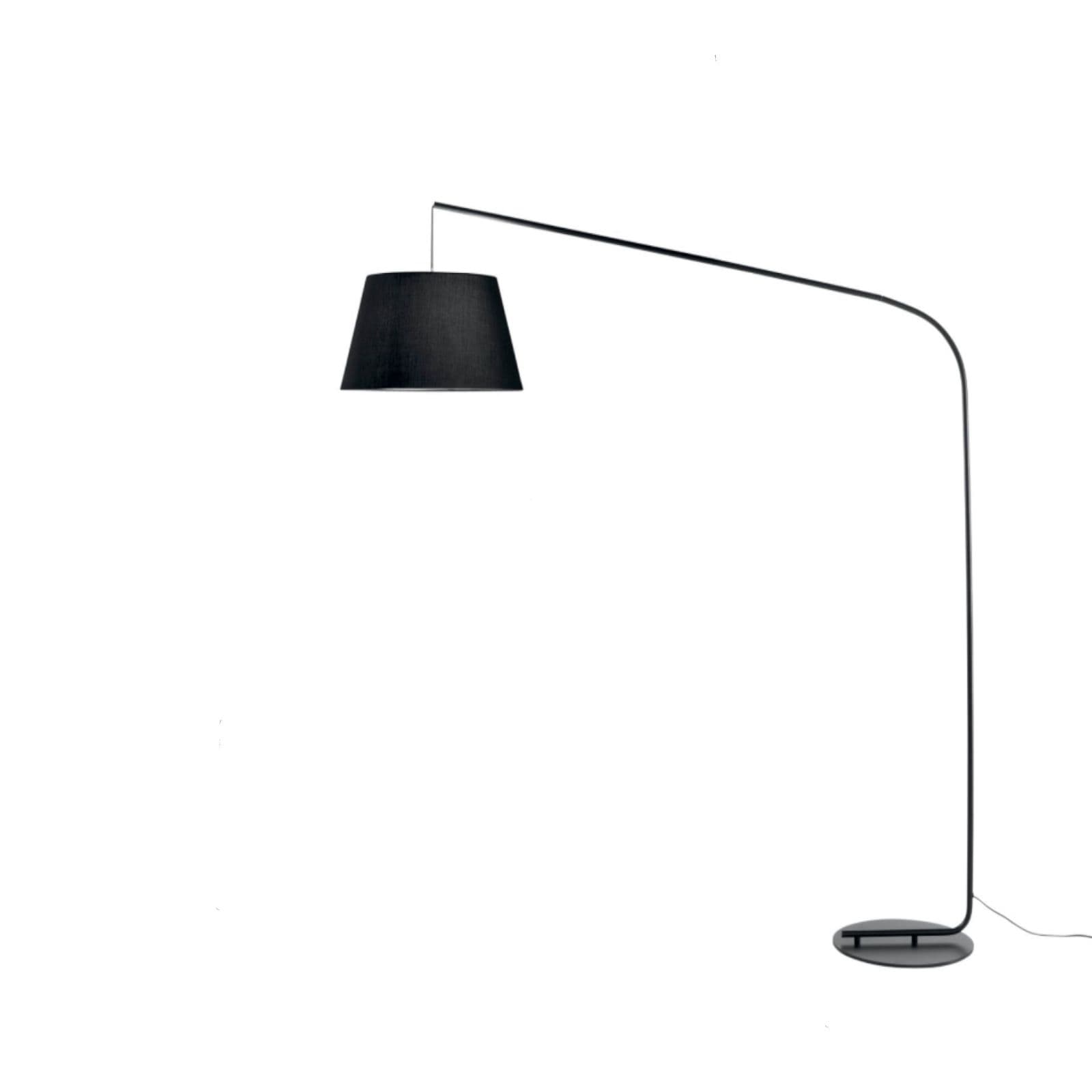 Piantana h180 cm in metallo nero e paralume in tessuto