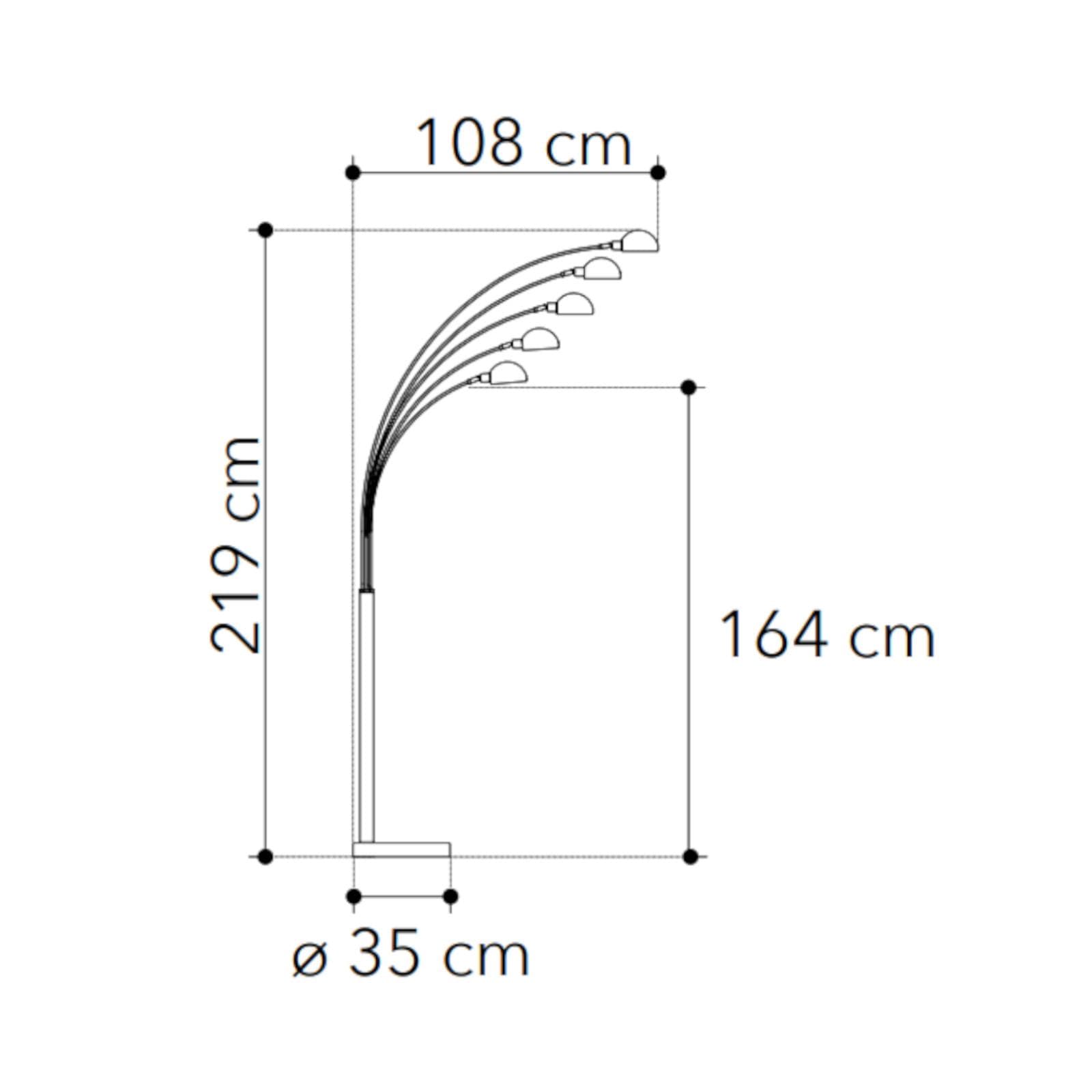 Piantana h219 cm in metallo nero e luci orientabili