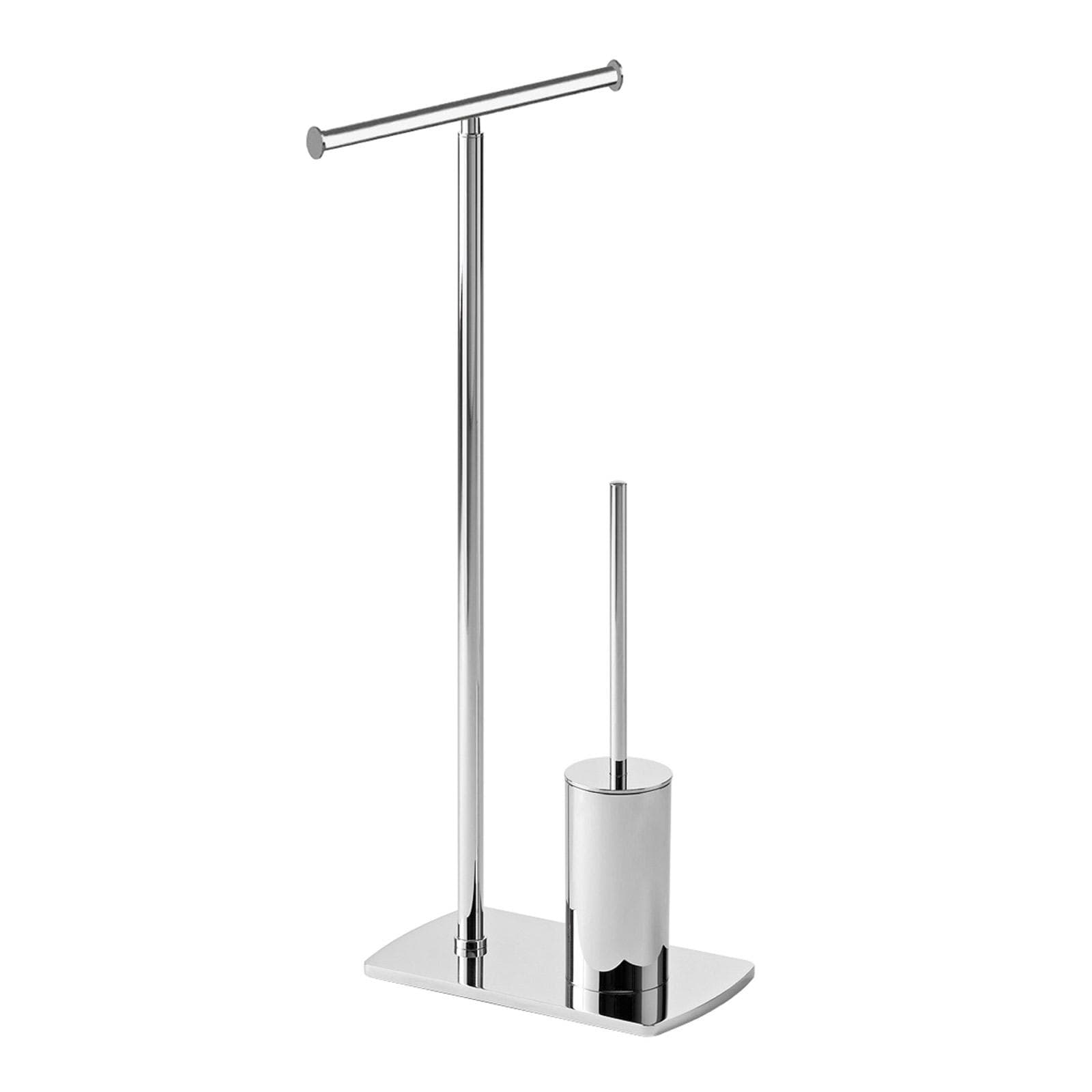 Piantana portarotolo orientabile e scopino in ottone e acciaio inox cromato - Florida di Gedy