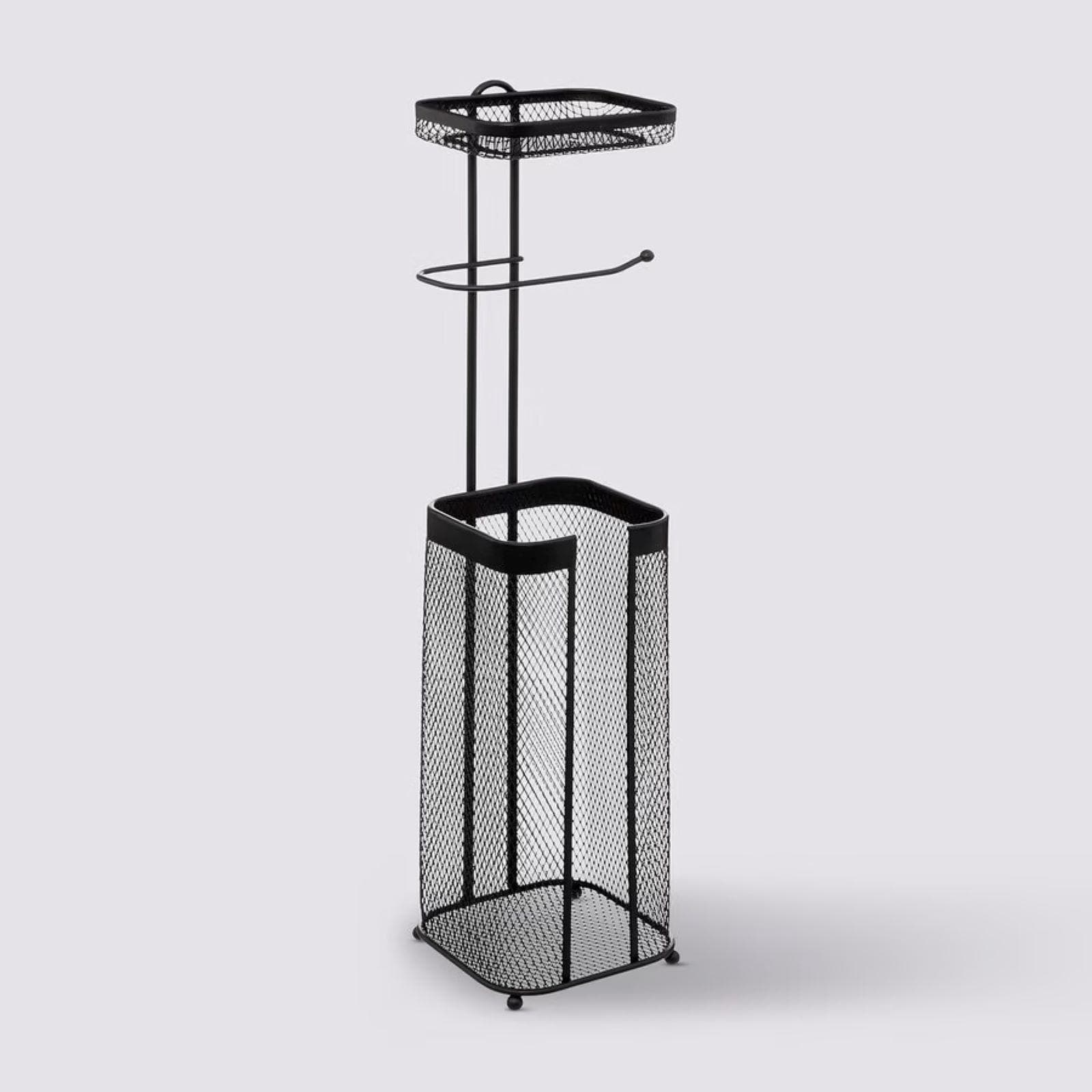 Piantana portarotolo 73h cm in metallo nero con riserva