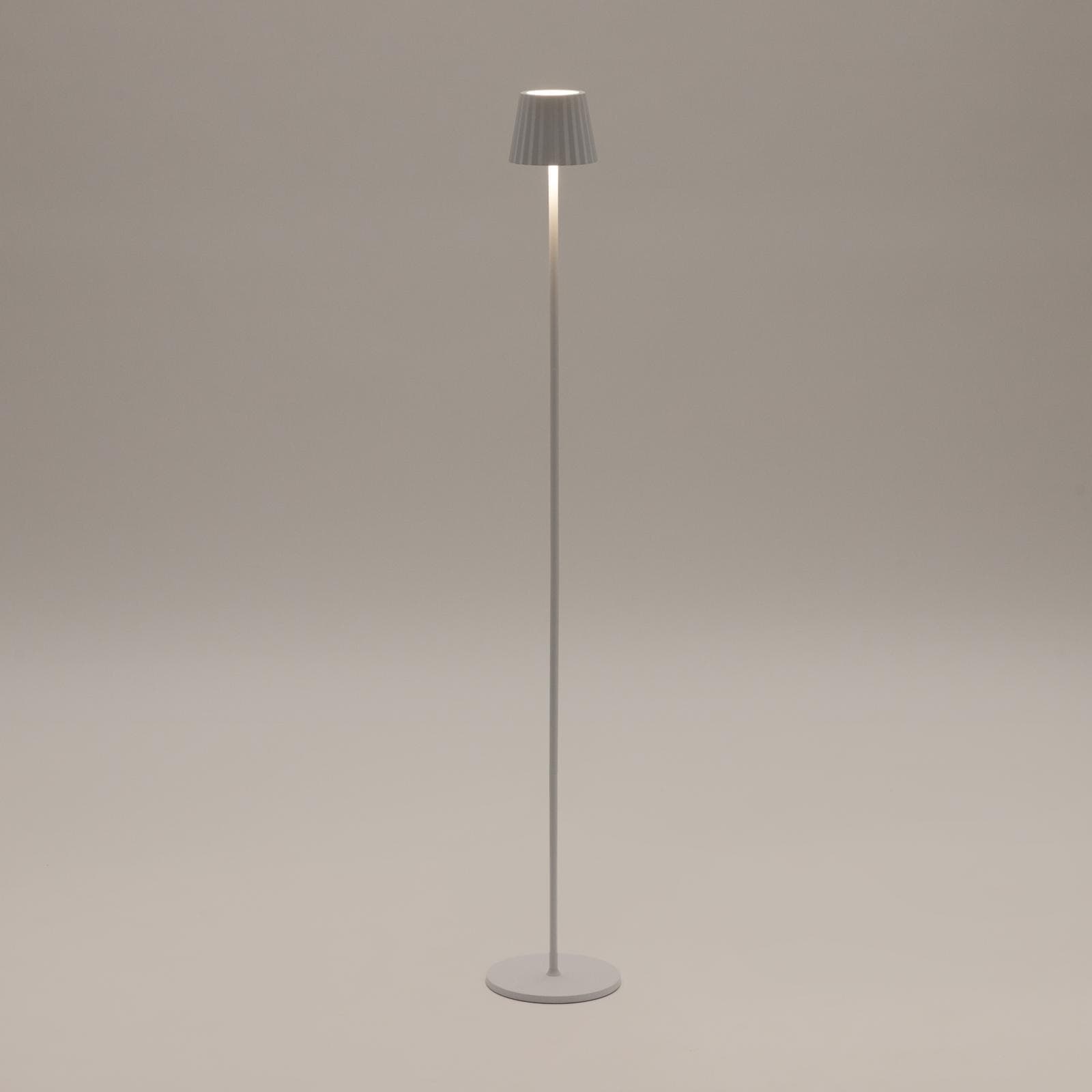 Piantana touch a LED in alluminio bianco con altezza regolabile e paralume plissettato - Topic