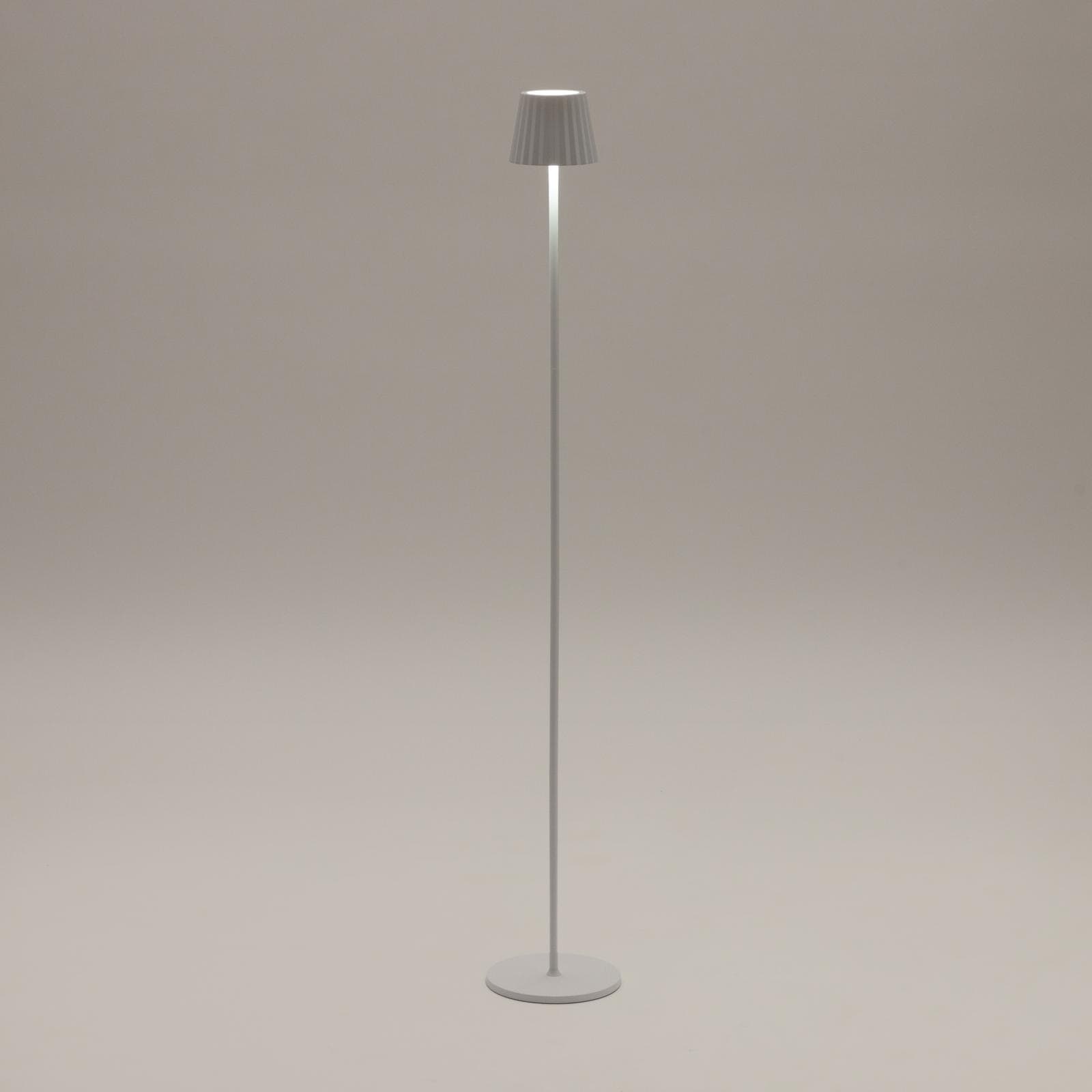 Piantana touch a LED in alluminio bianco con altezza regolabile e paralume plissettato - Topic