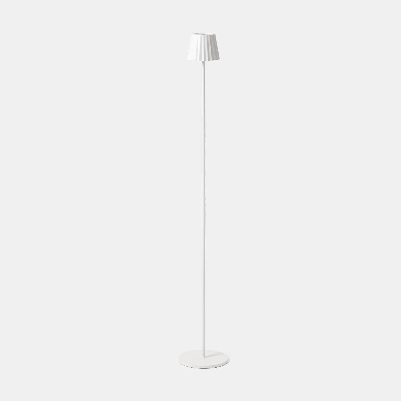 Piantana touch a LED in alluminio bianco con altezza regolabile e paralume plissettato - Topic