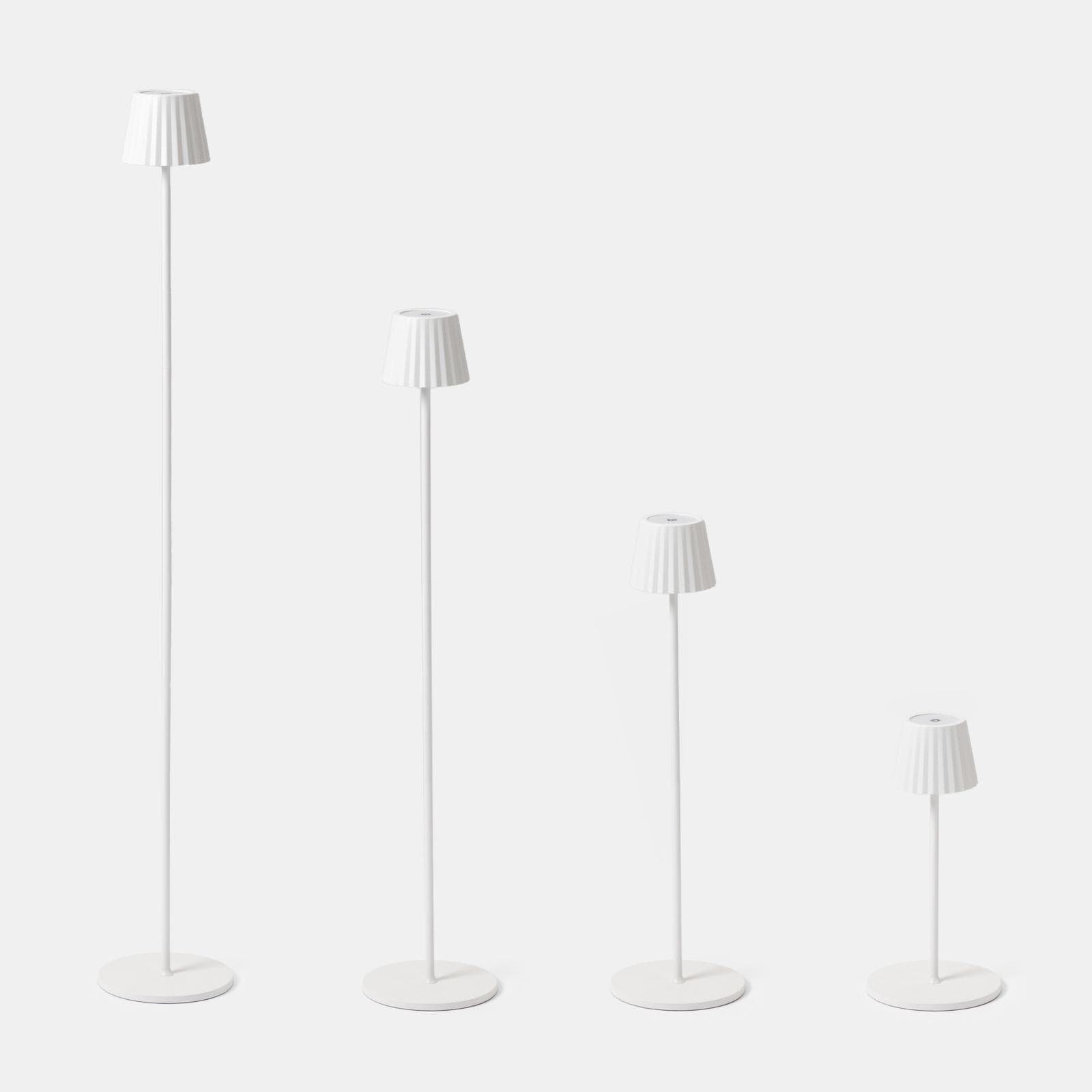 Piantana touch a LED in alluminio bianco con altezza regolabile e paralume plissettato - Topic
