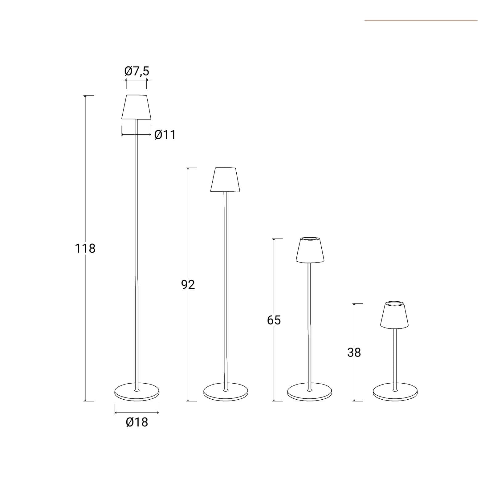 Piantana touch a LED in alluminio aragosta con altezza regolabile - Classic