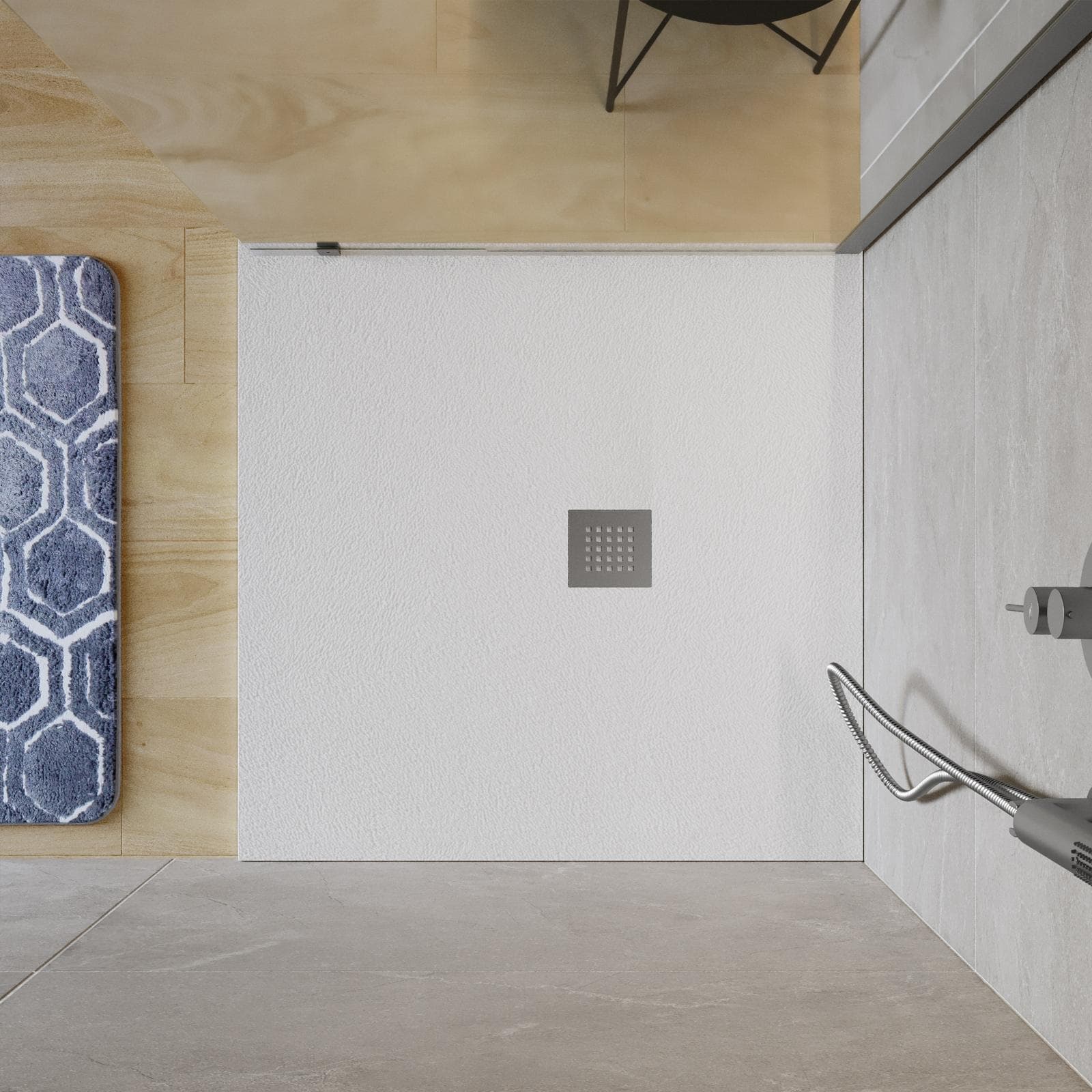 Piatto doccia 100x100 cm bianco effetto pietra riducibile - Liat