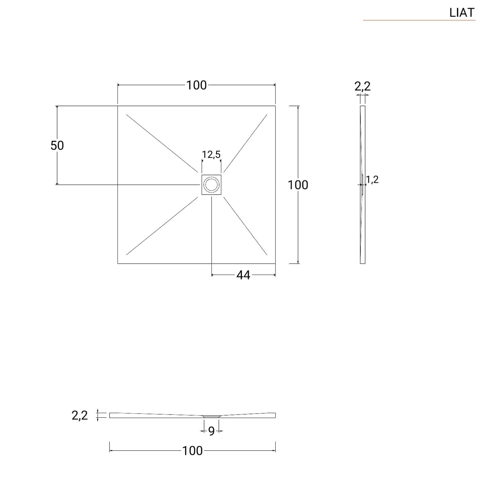 Piatto doccia 100x100 cm bianco effetto pietra riducibile - Liat