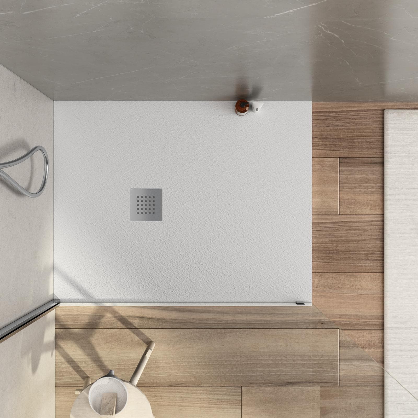 Piatto doccia 100x70 cm bianco effetto pietra riducibile - Liat