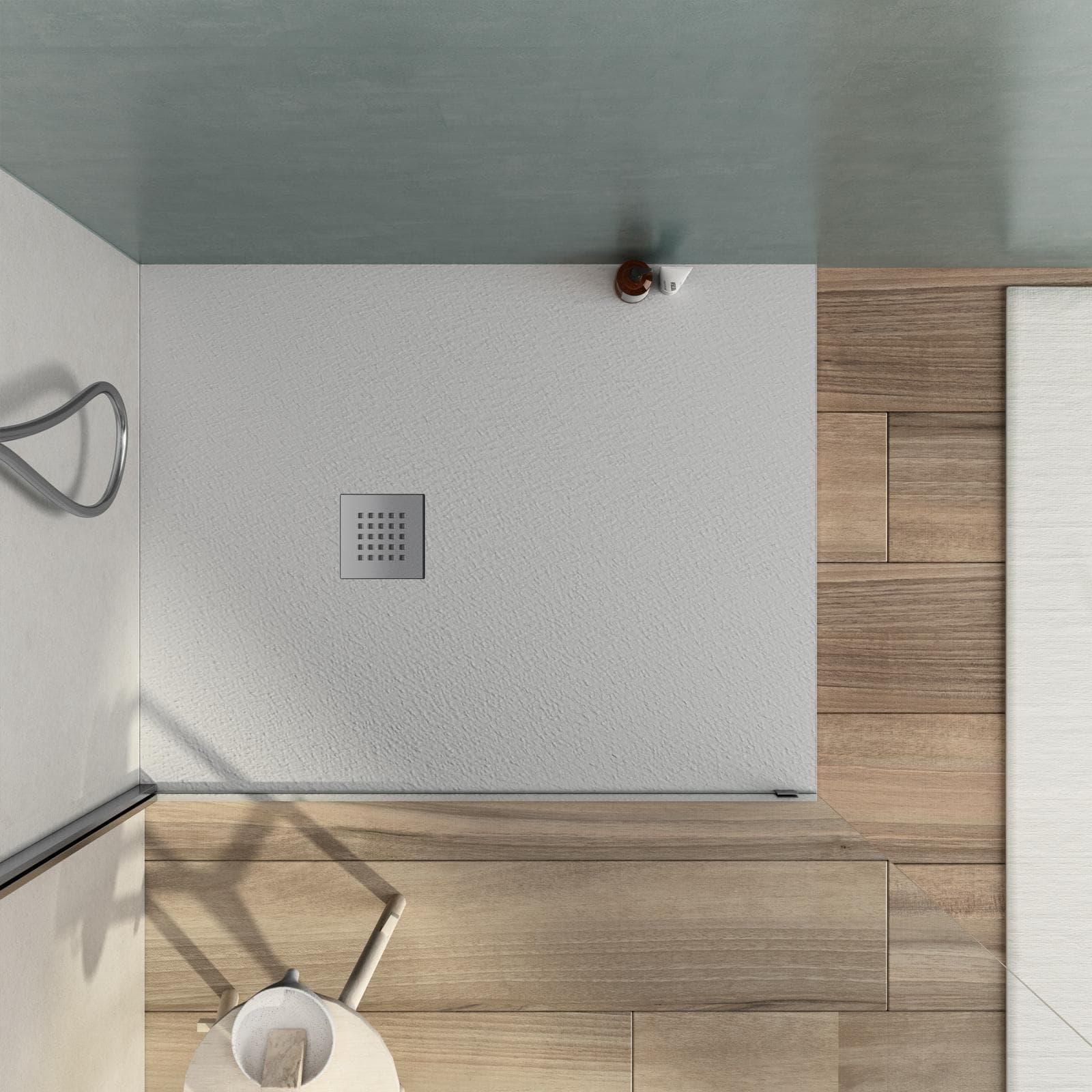 Piatto doccia 100x70 cm grigio effetto pietra riducibile - Liat