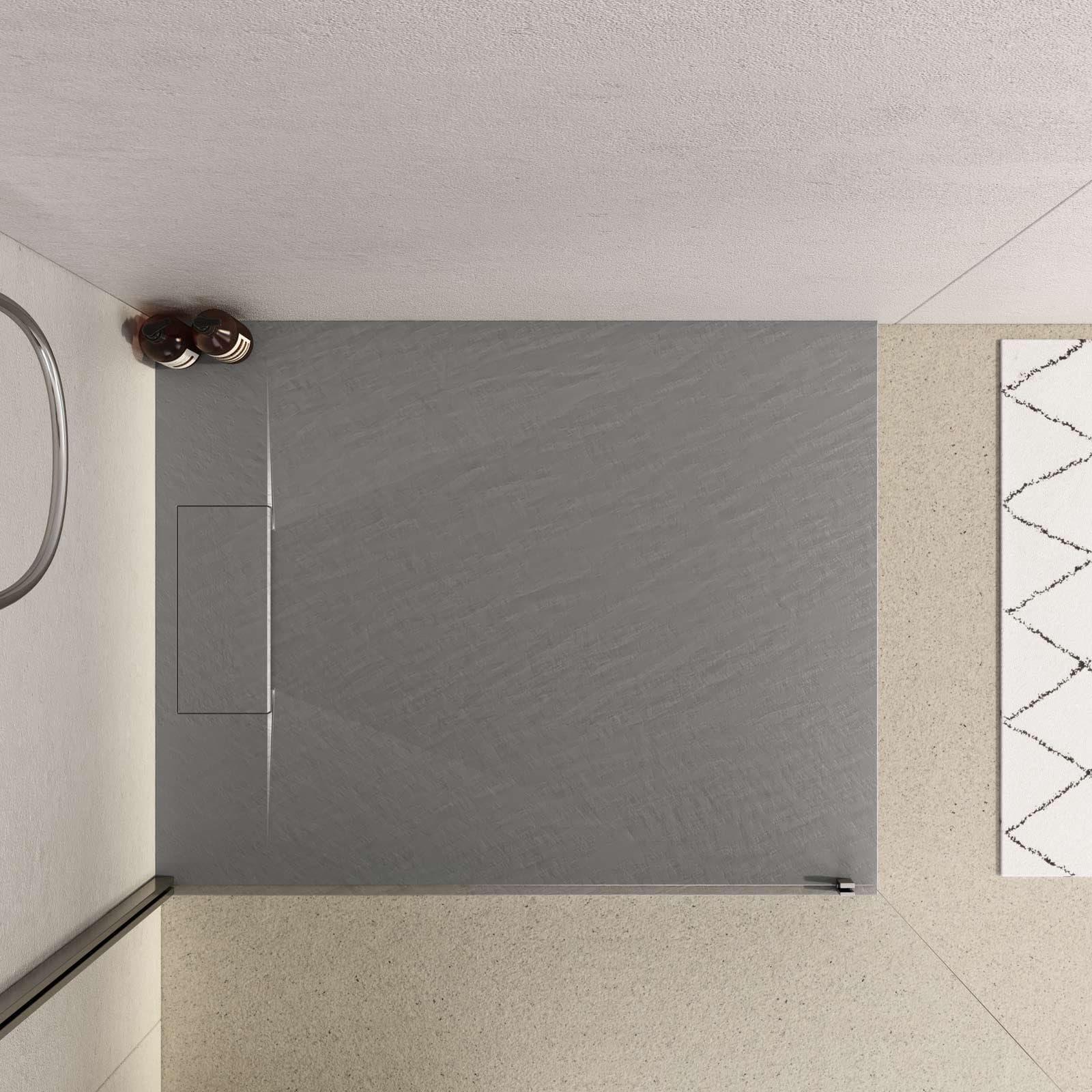 Piatto doccia 100x80 in resina effetto pietra ardesia grigio - Kalf