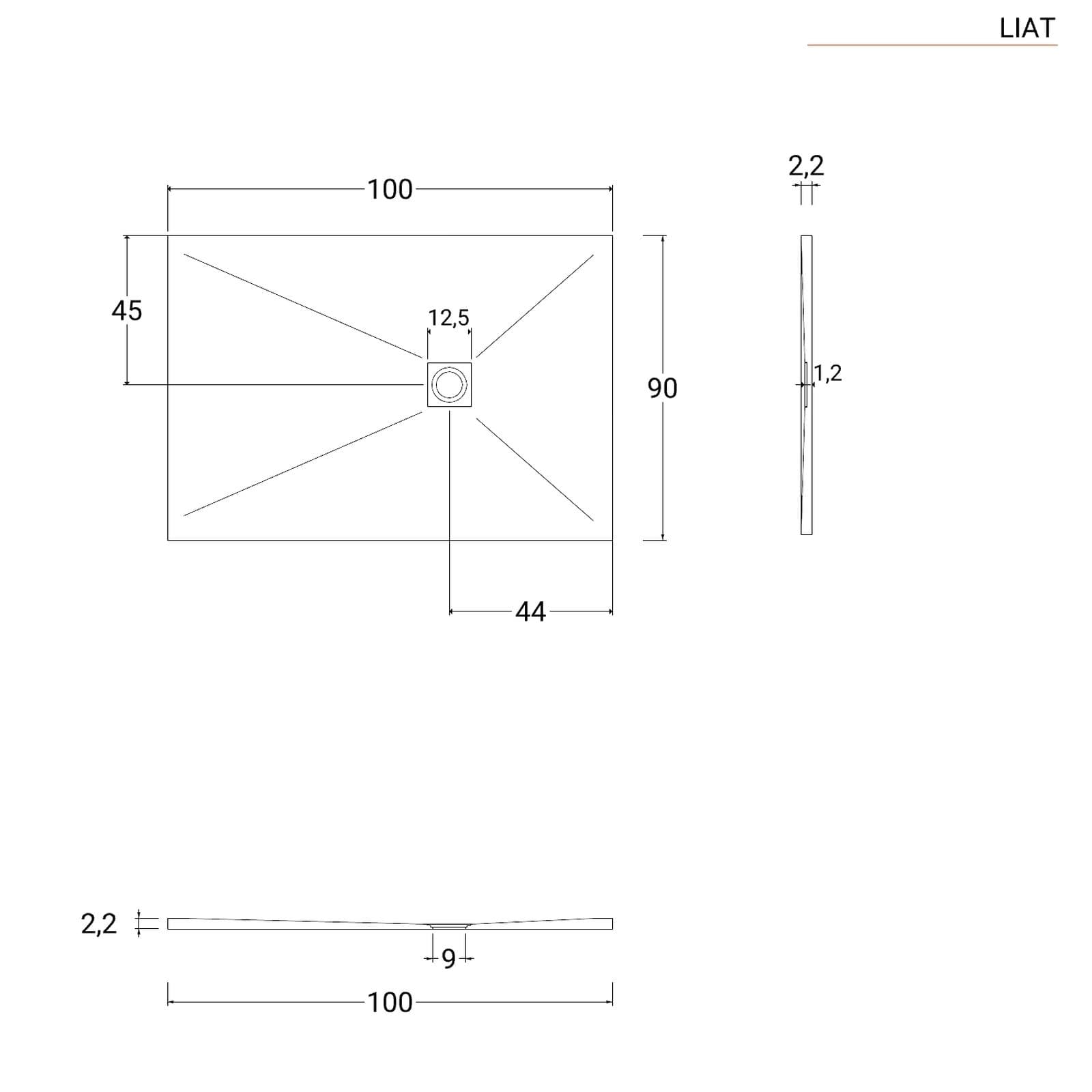 Piatto doccia 100x90 cm bianco effetto pietra riducibile - Liat