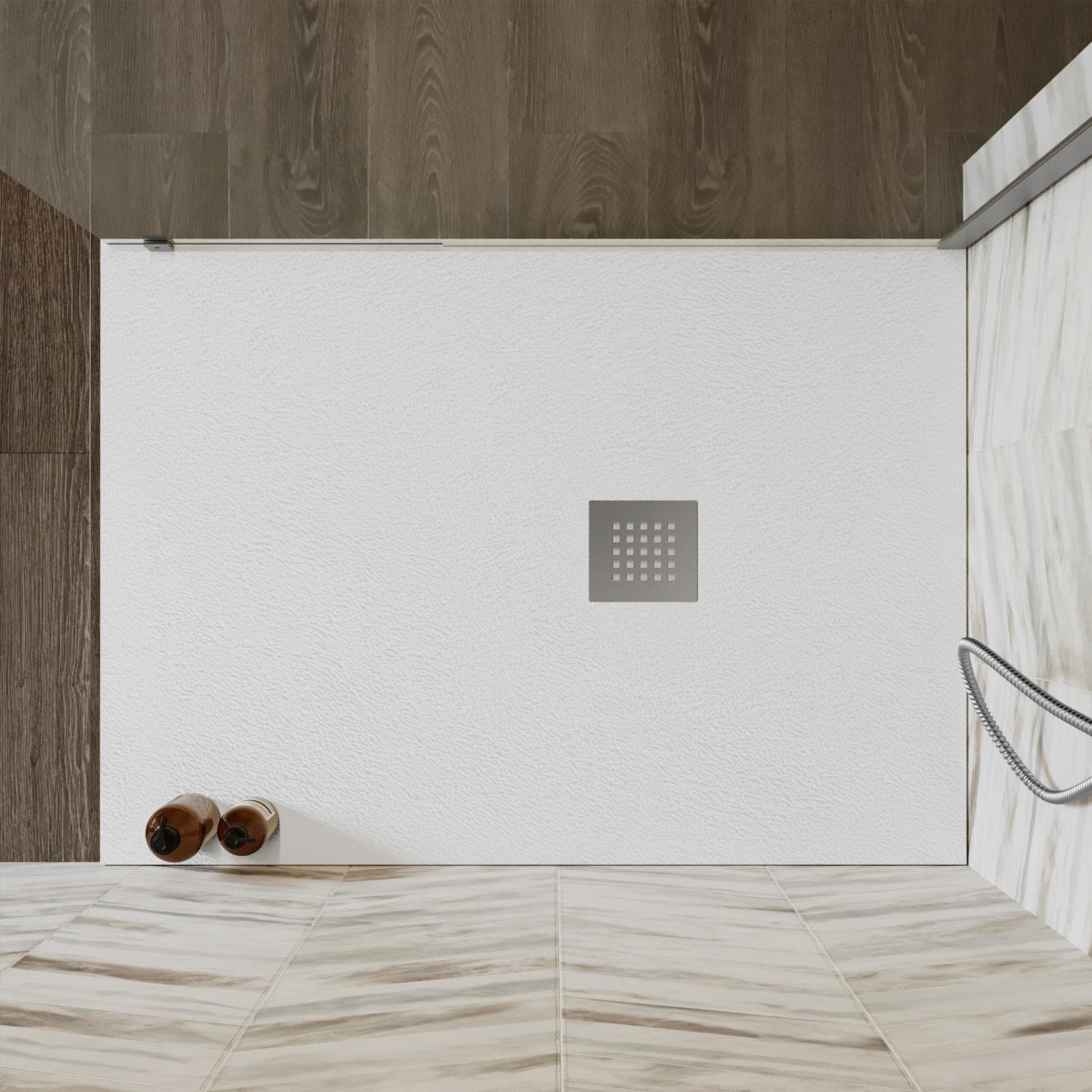 Piatto doccia 110x100 cm bianco effetto pietra riducibile - Liat
