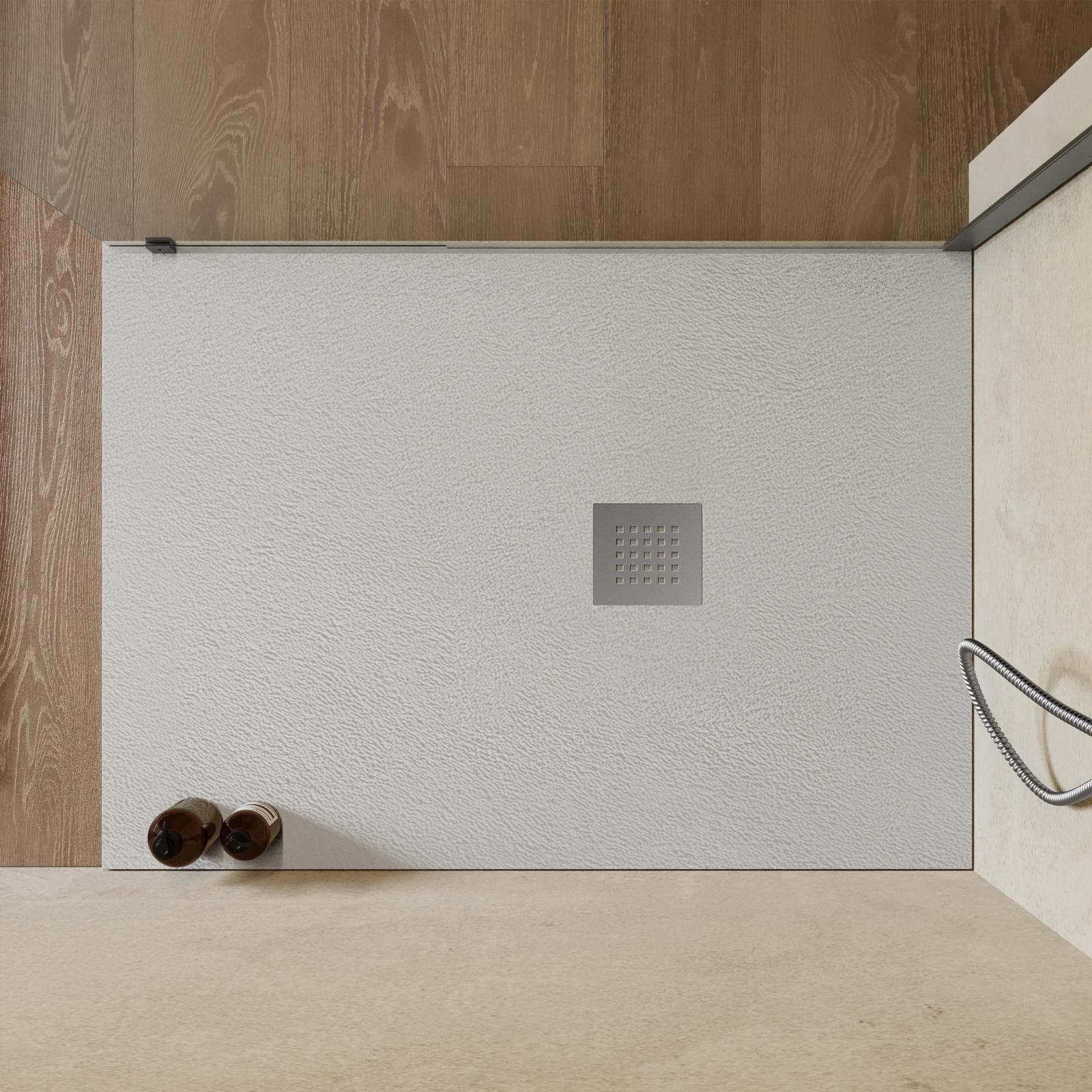 Piatto doccia 110x100 cm grigio effetto pietra riducibile - Liat