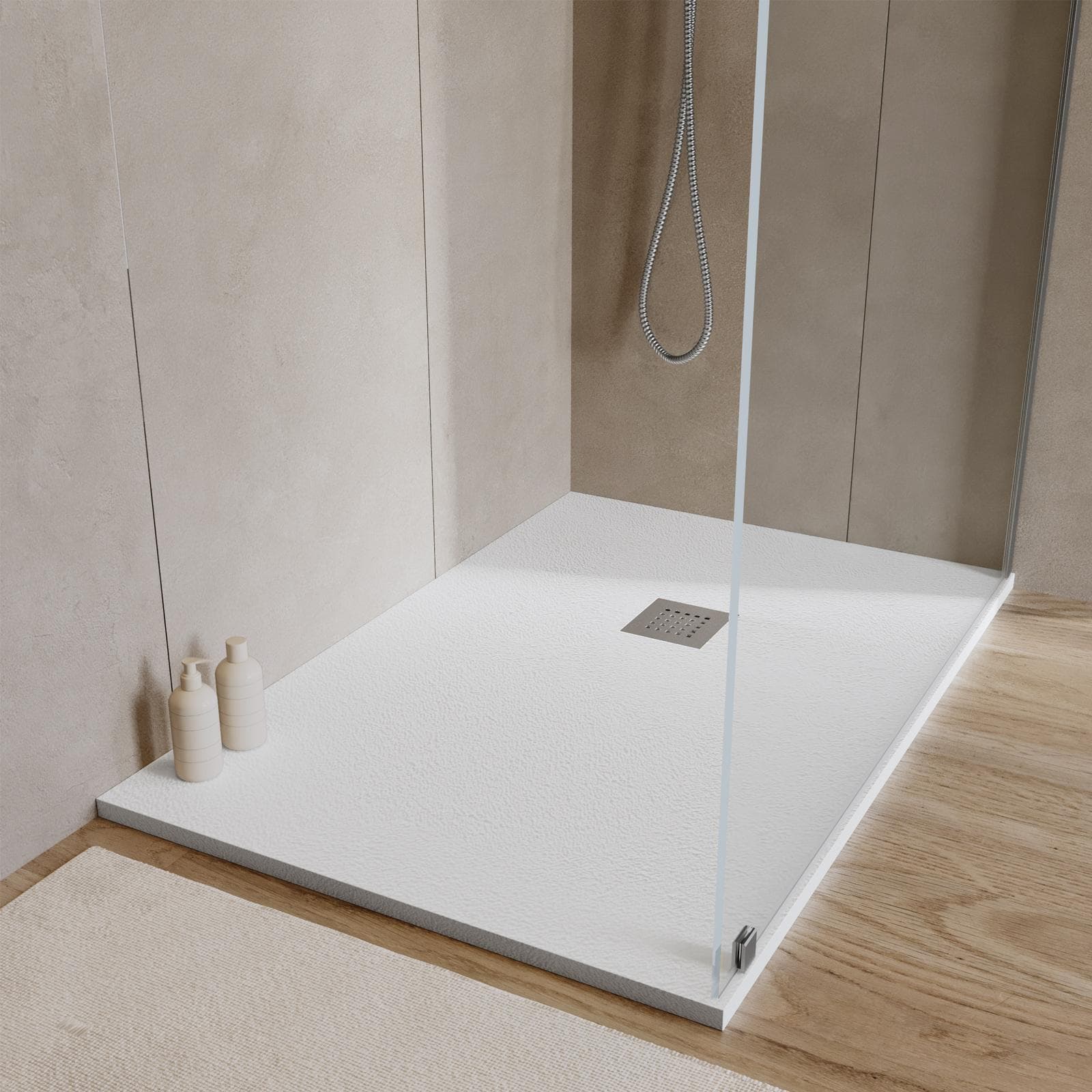 Piatto doccia 120x70 cm bianco effetto pietra riducibile - Liat