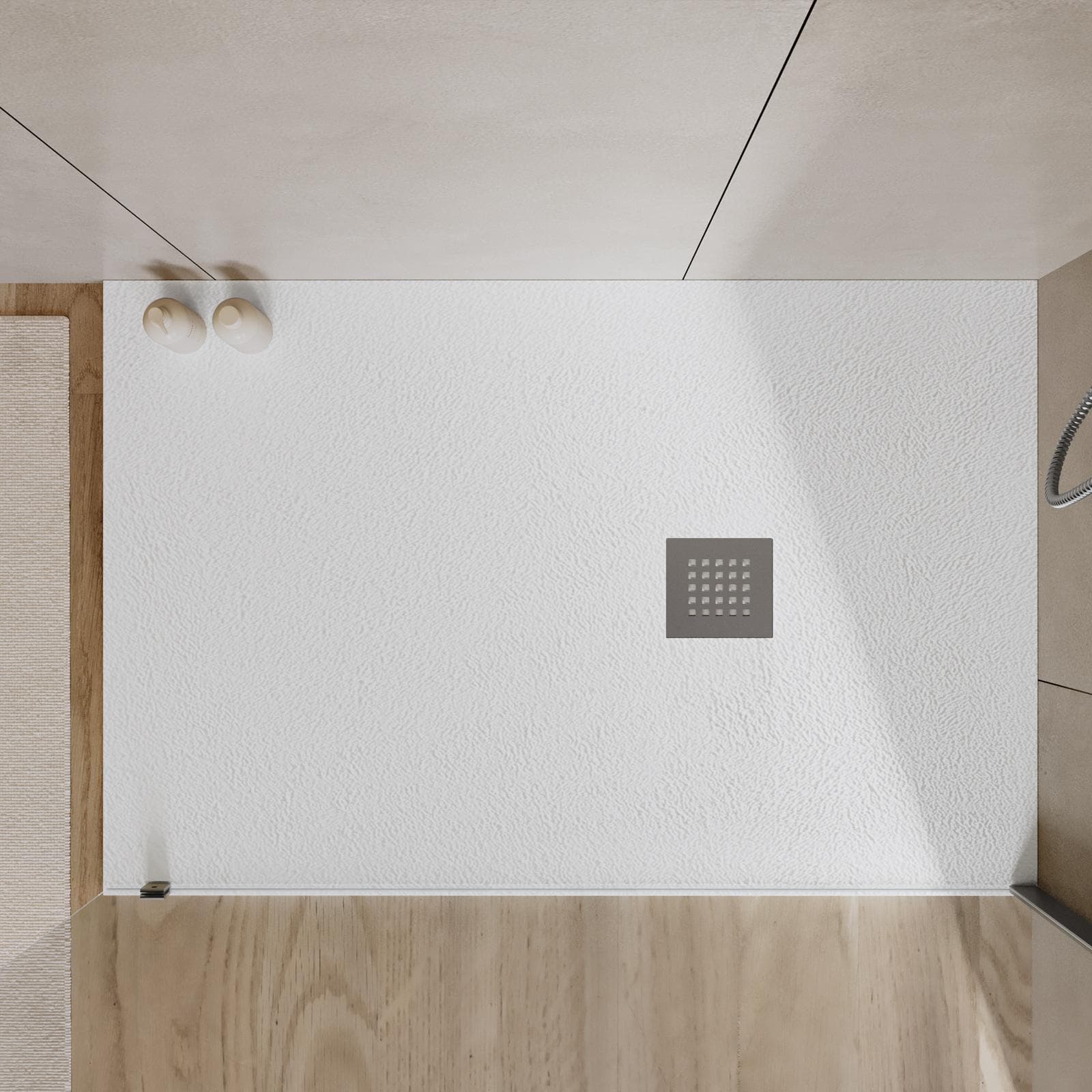 Piatto doccia 120x70 cm bianco effetto pietra riducibile - Liat