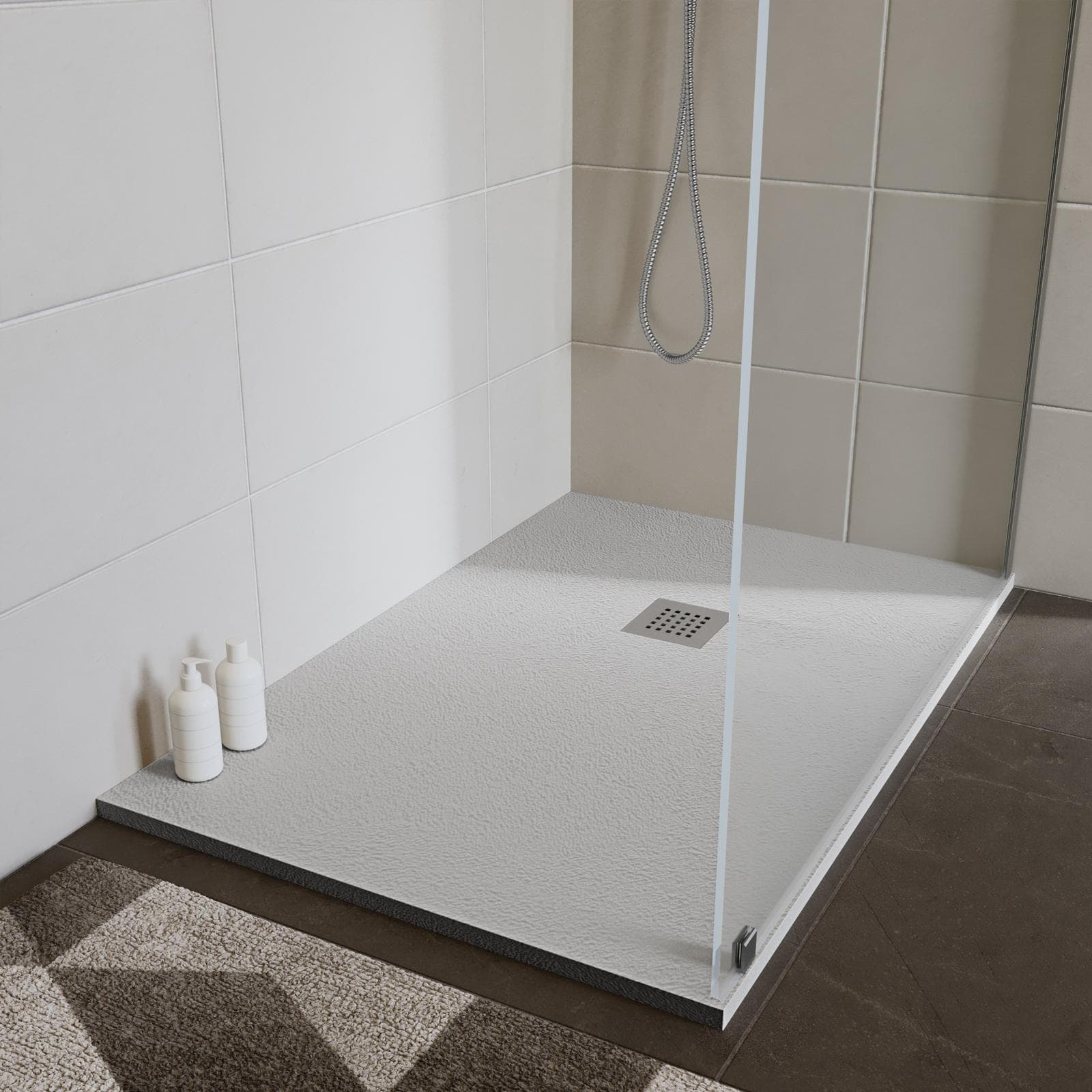 Piatto doccia 120x70 cm grigio effetto pietra riducibile - Liat