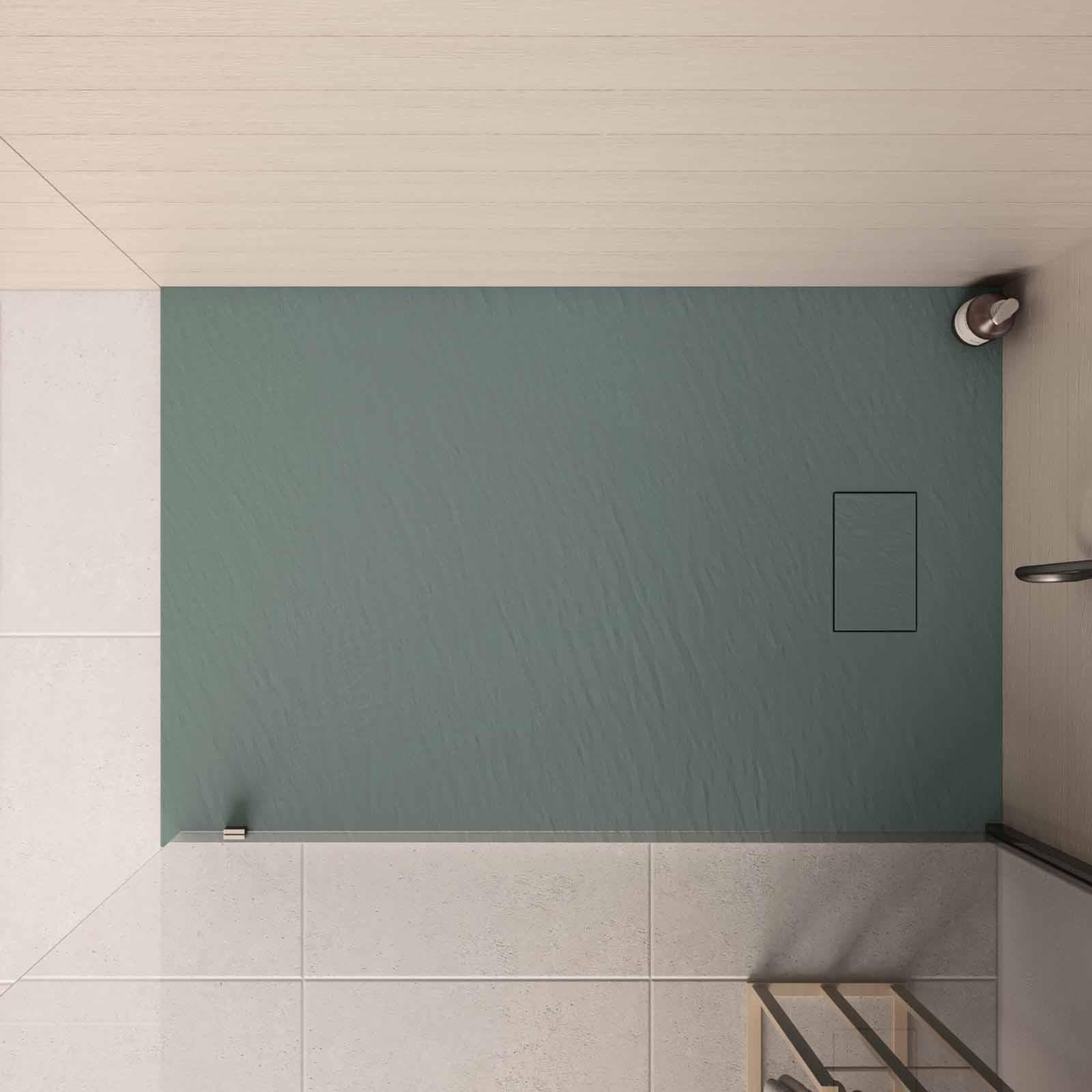 Piatto doccia 120x80 cm ultraslim riducibile verde effetto pietra - Rok