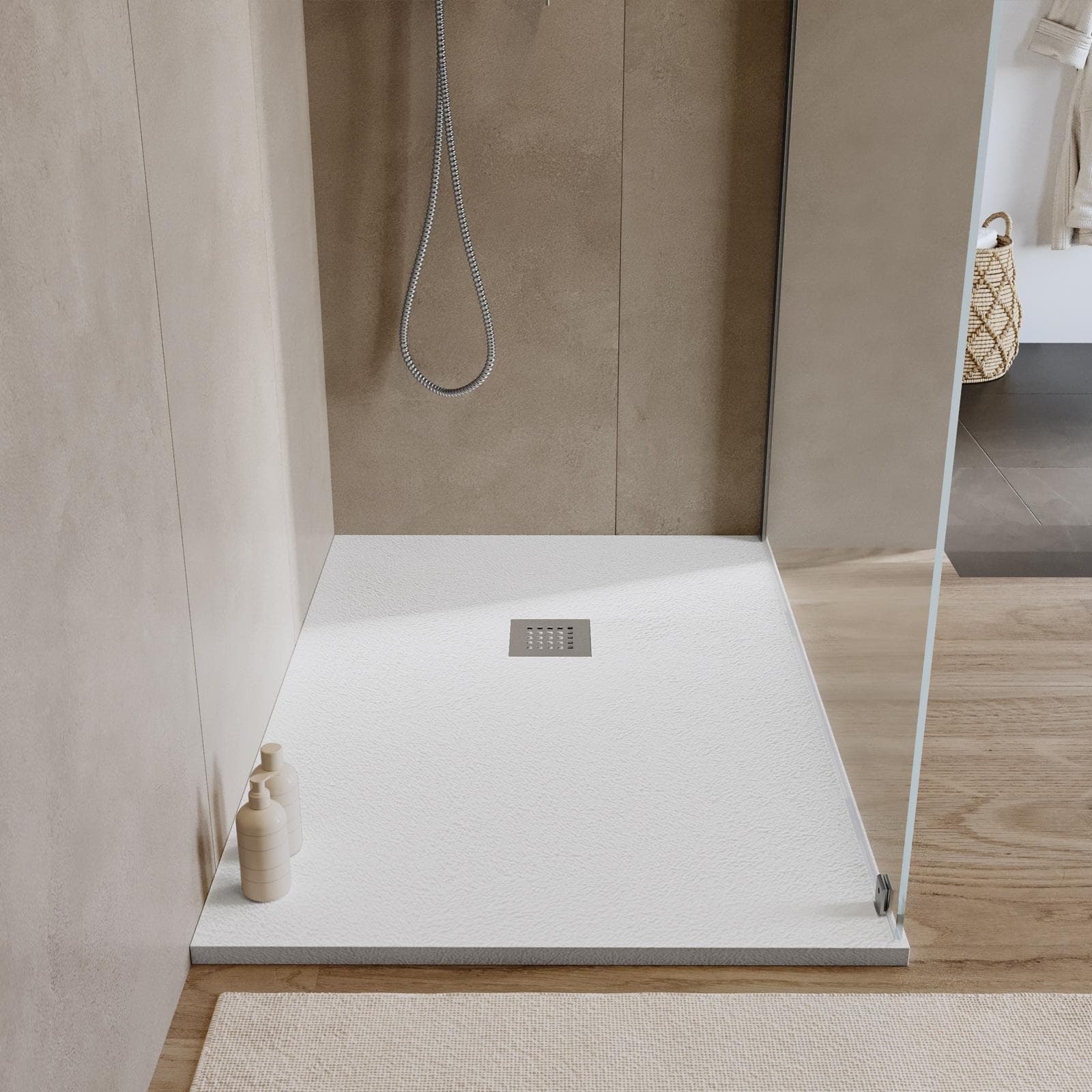 Piatto doccia 130x100 cm bianco effetto pietra riducibile - Liat