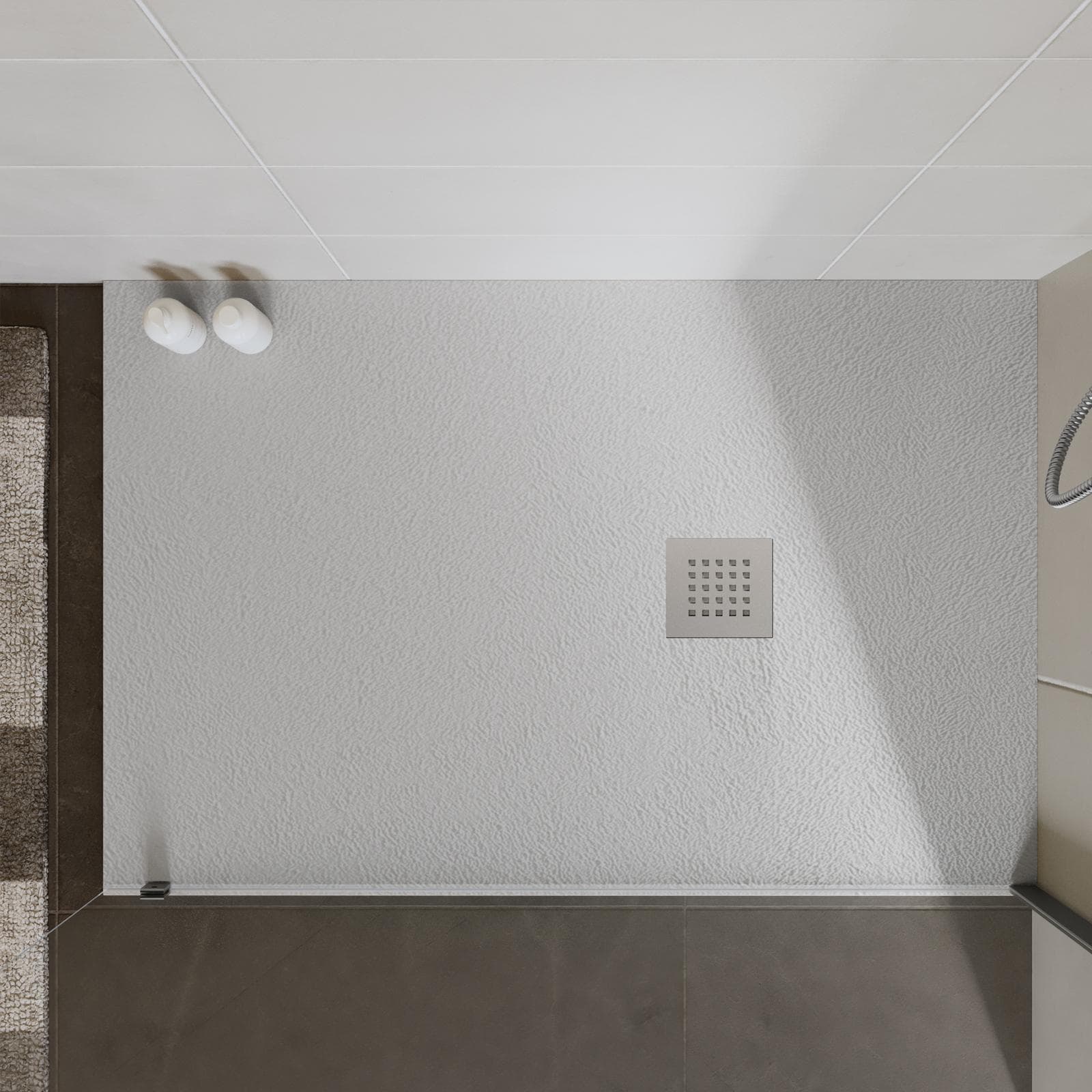 Piatto doccia 130x100 cm grigio effetto pietra riducibile - Liat