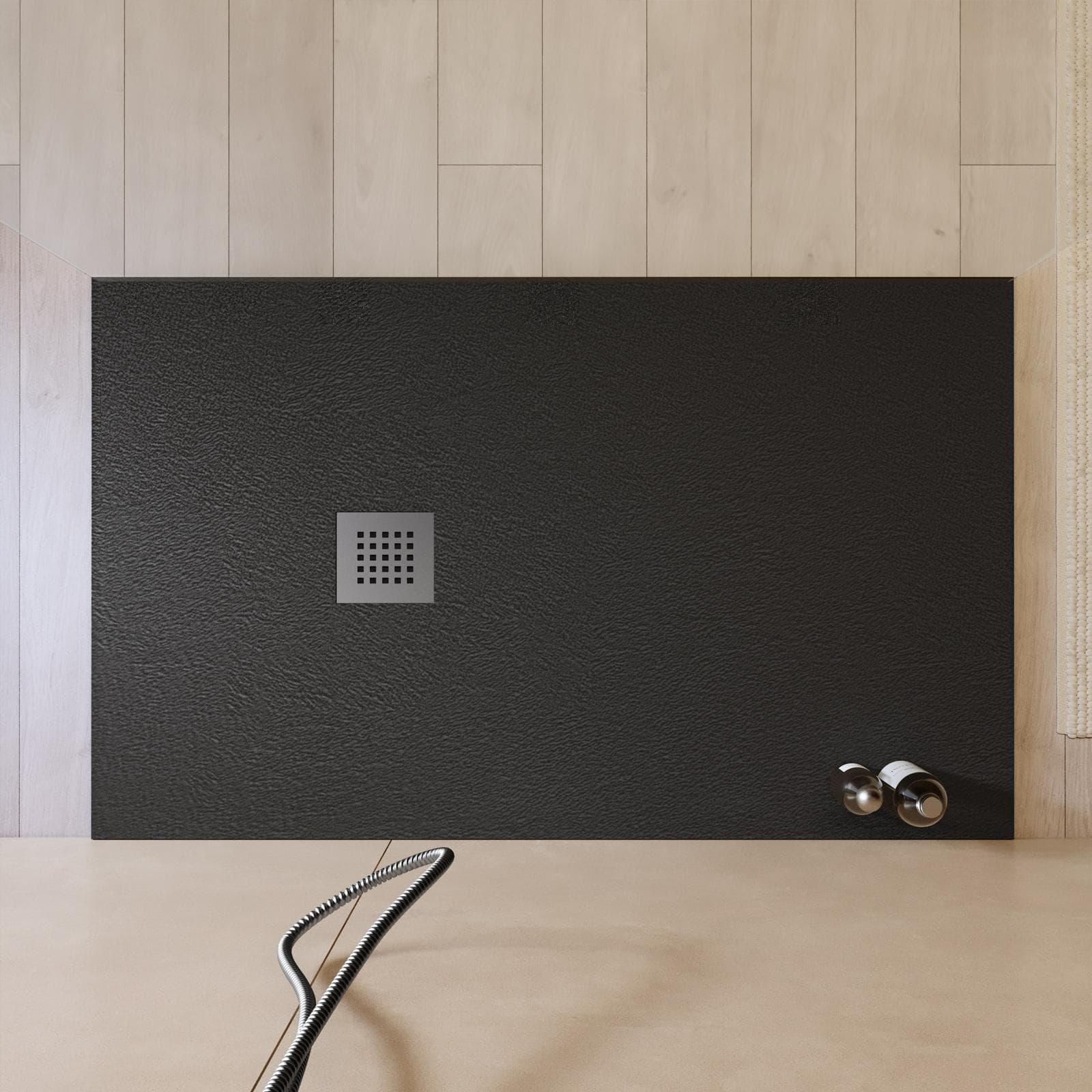 Piatto doccia 130x70 cm antracite effetto pietra riducibile - Liat